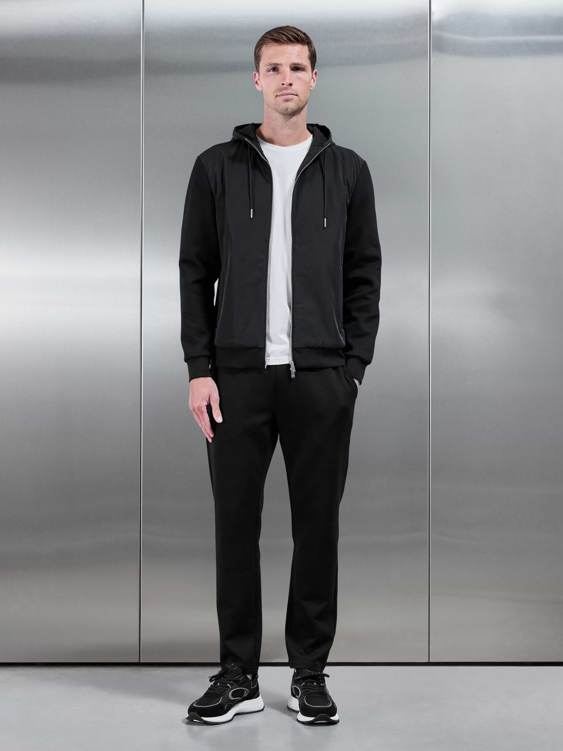Interlock Jersey Hybrid Windbreaker in Black