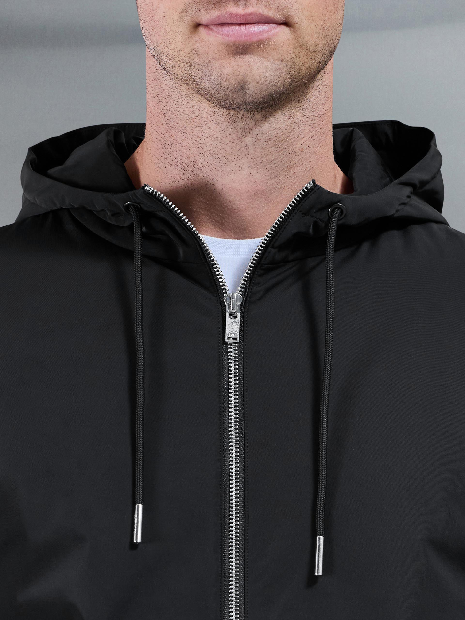 Mens Interlock Jersey Hybrid Windbreaker in Black