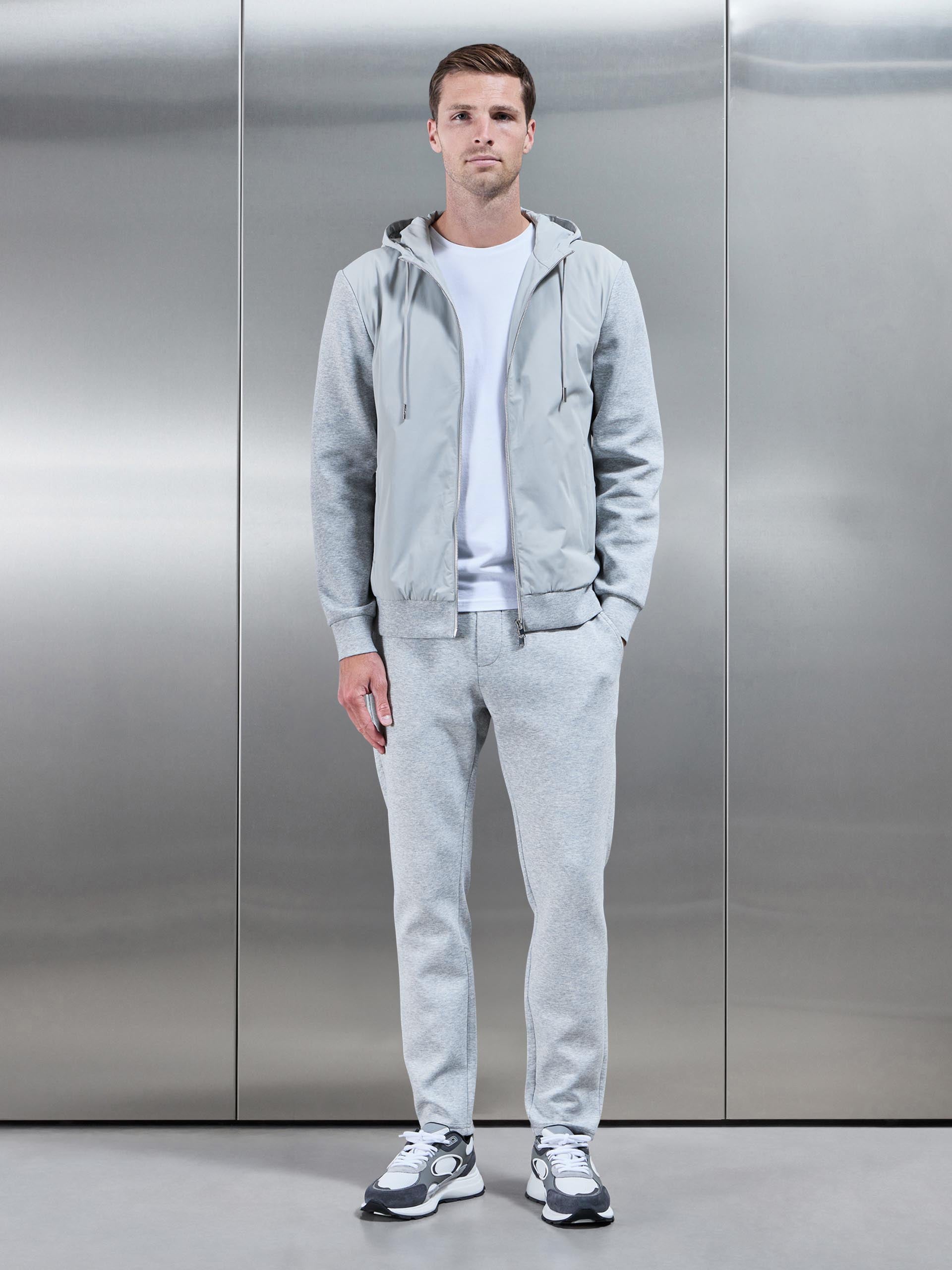 Mens Interlock Jersey Hybrid Windbreaker in Marl Grey