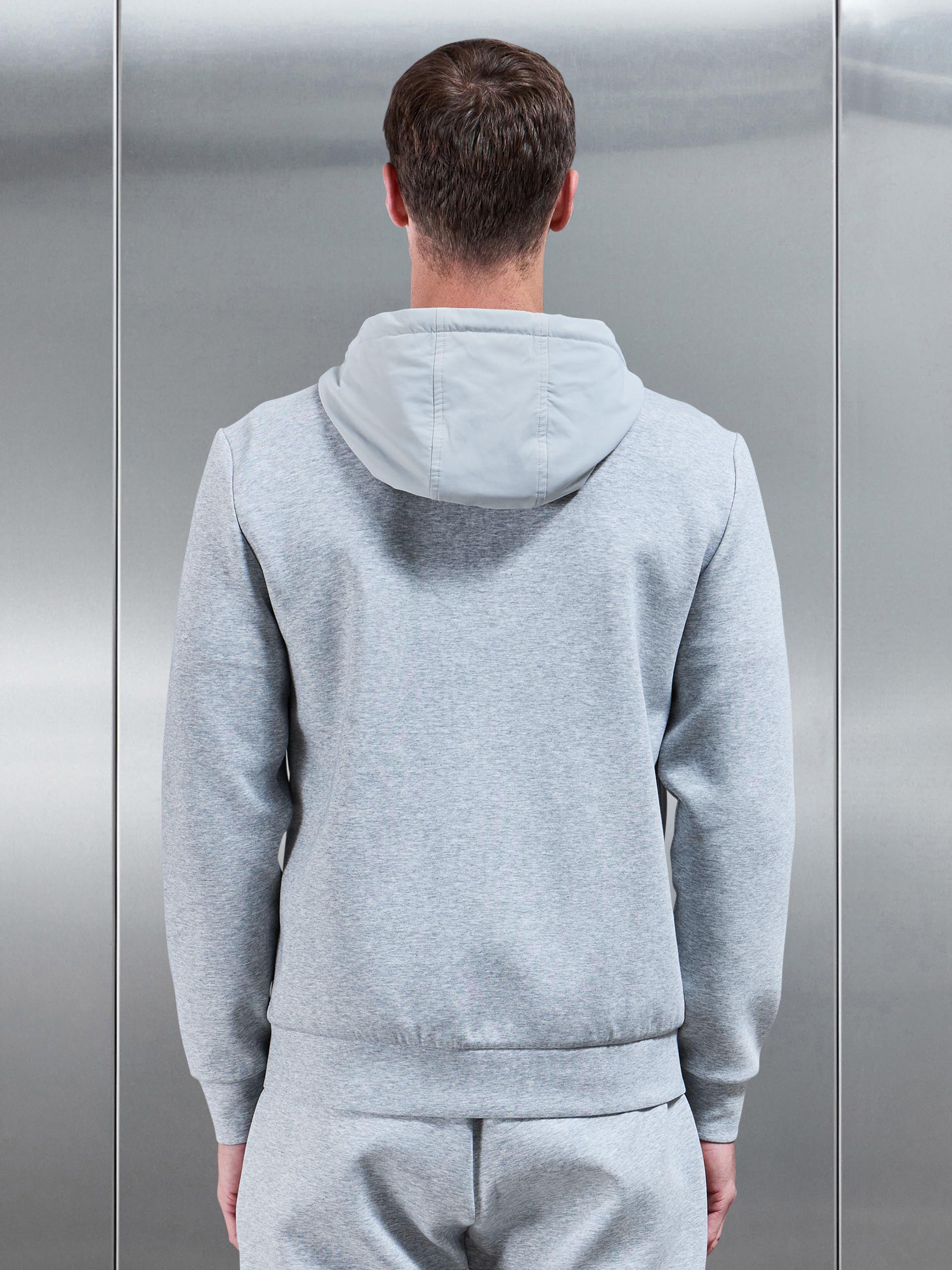 Mens Interlock Jersey Hybrid Windbreaker in Marl Grey