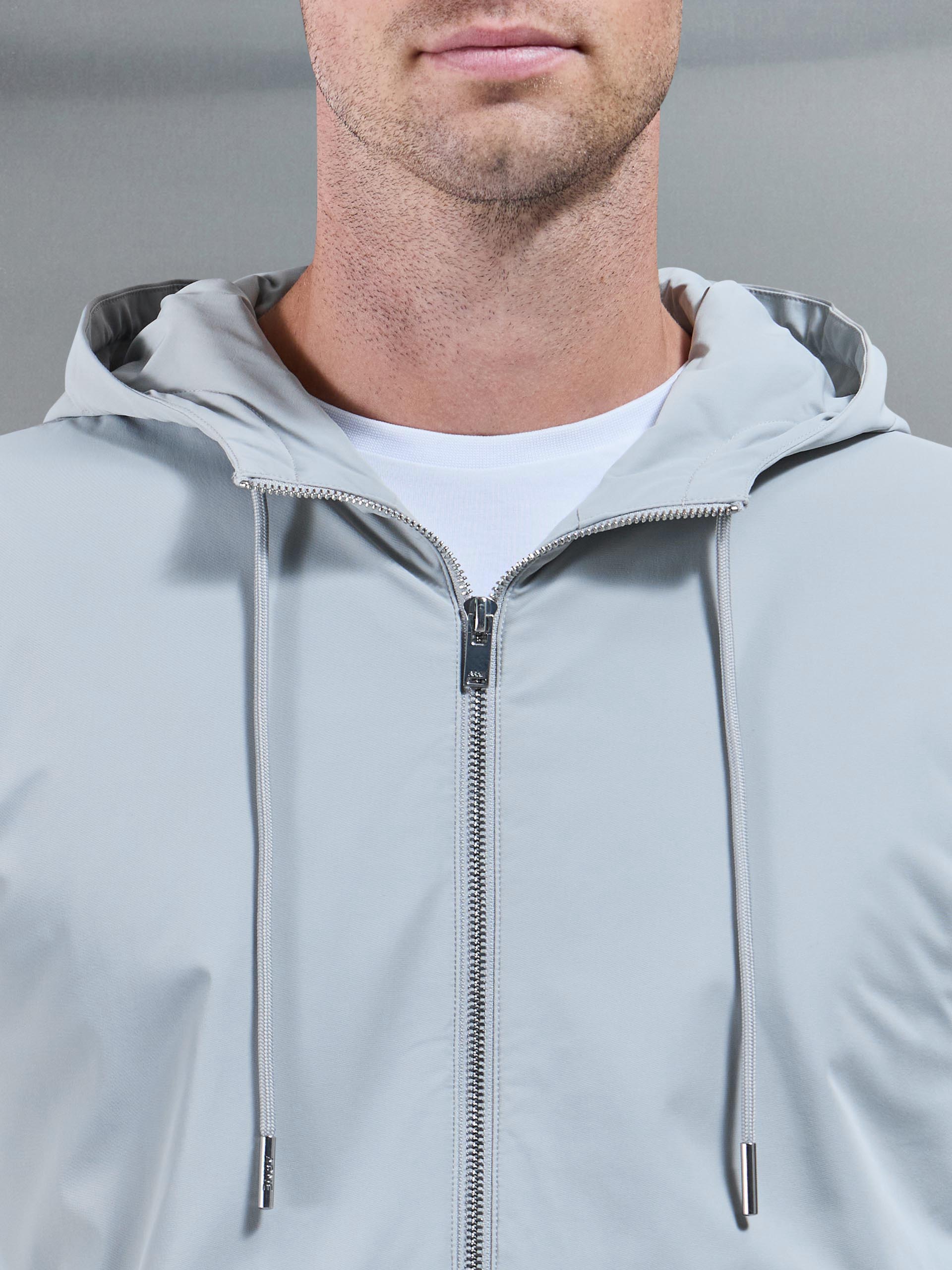 Mens Interlock Jersey Hybrid Windbreaker in Marl Grey