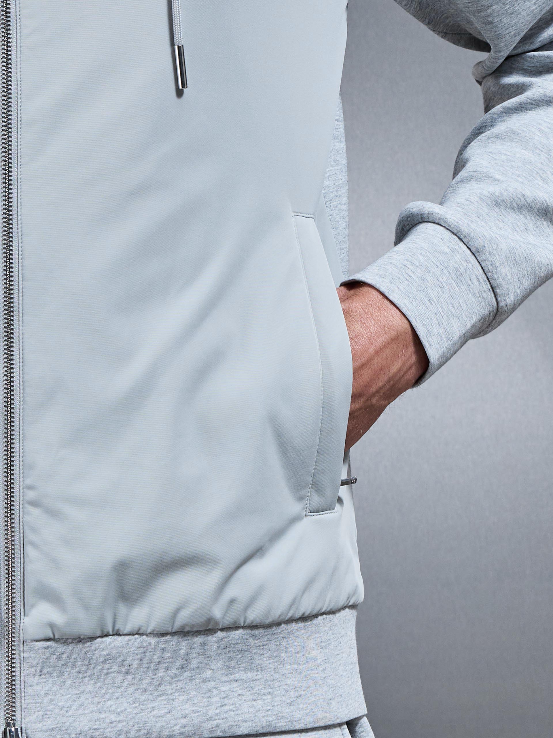 Mens Interlock Jersey Hybrid Windbreaker in Marl Grey