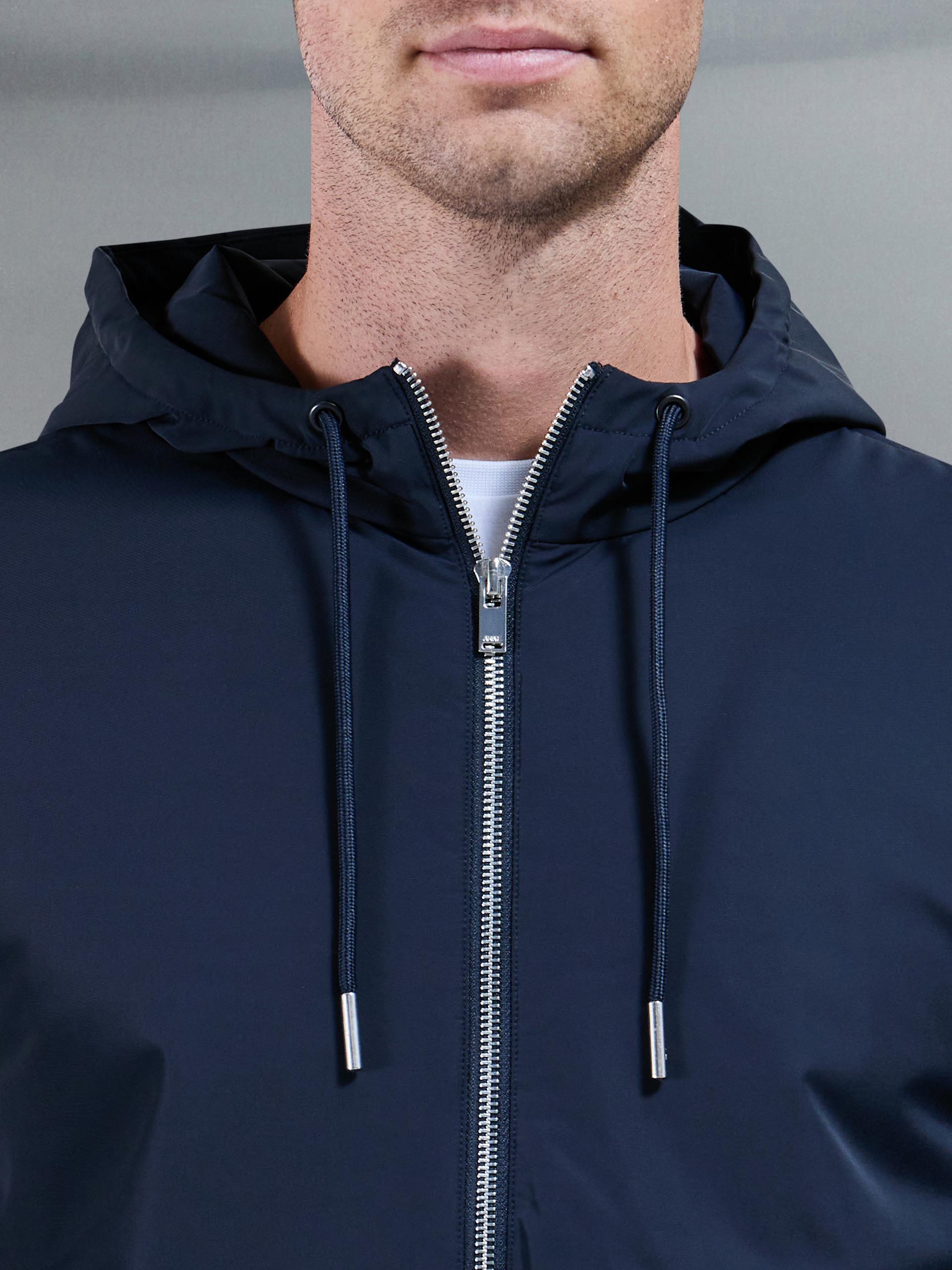 Mens Interlock Jersey Hybrid Windbreaker in Navy