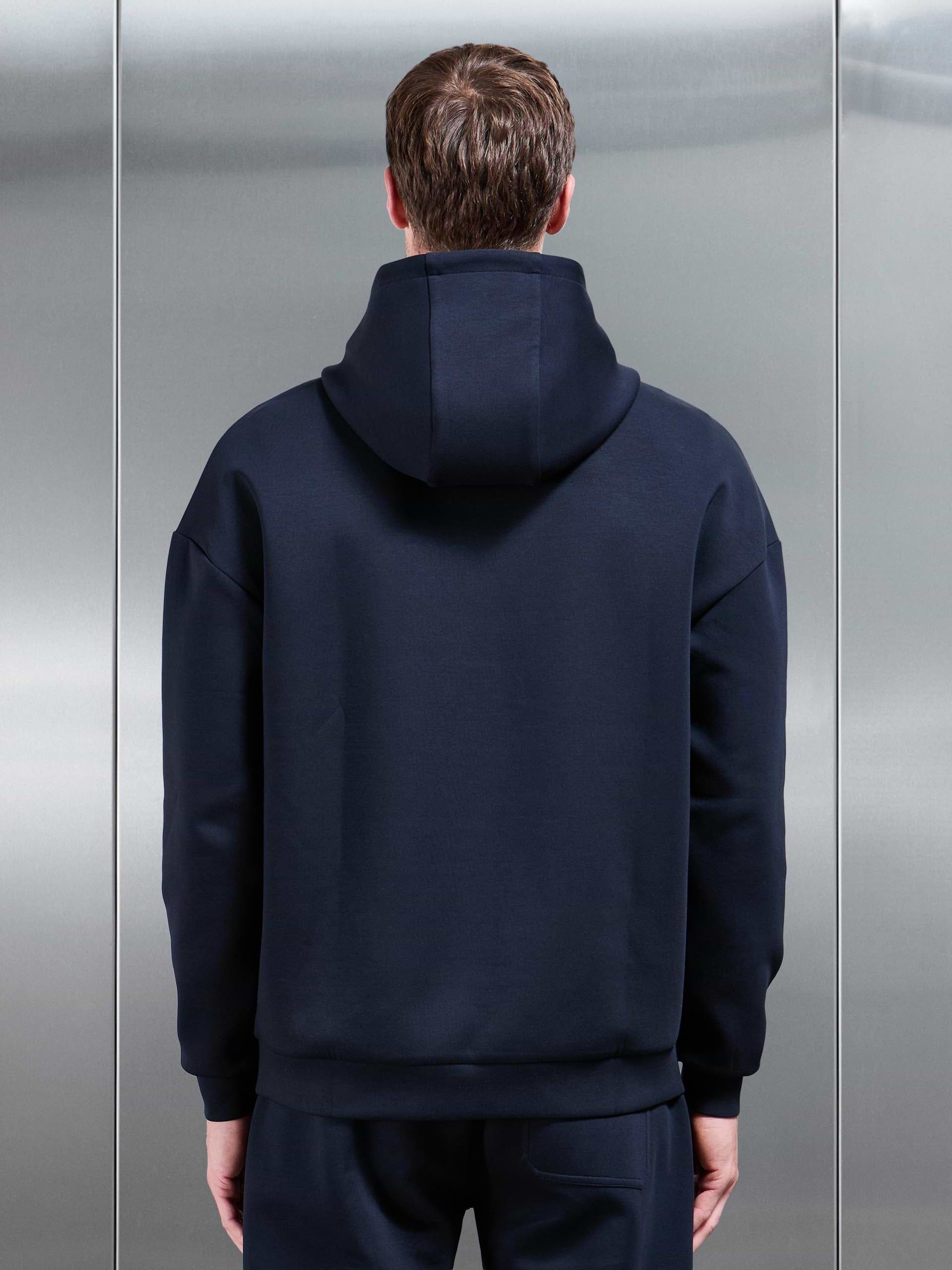 Interlock Jersey Relaxed Fit Hoodie in Navy