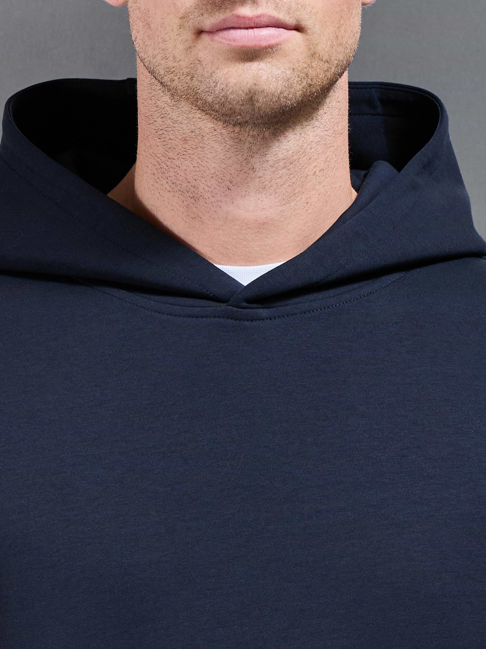 Interlock Jersey Relaxed Fit Hoodie in Navy