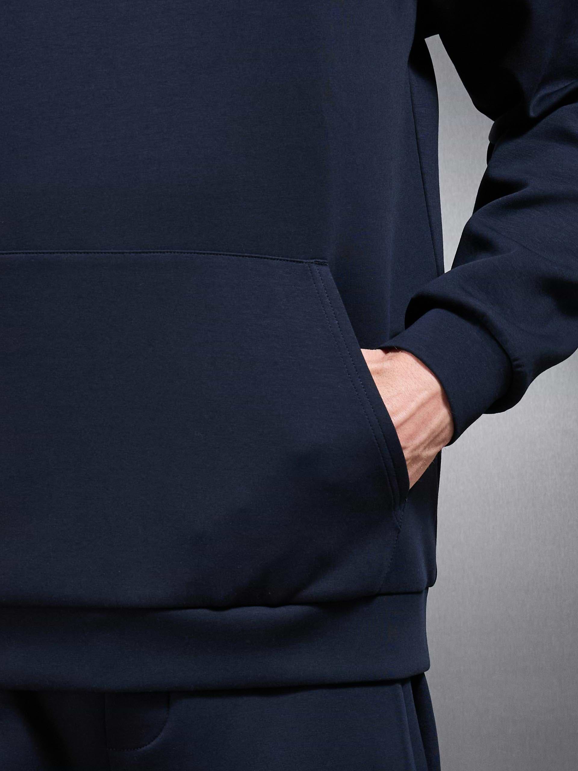 Interlock Jersey Relaxed Fit Hoodie in Navy