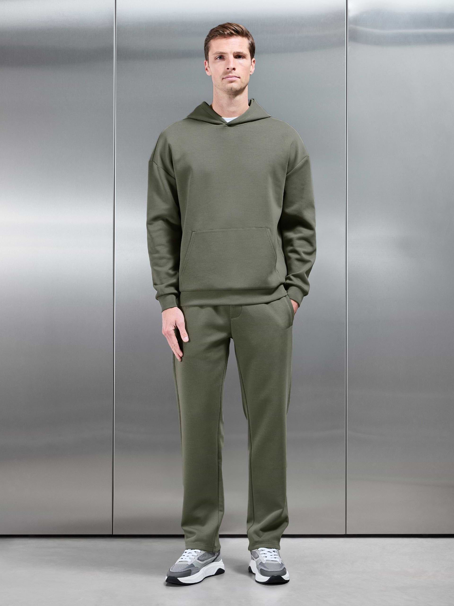 Mens Interlock Jersey Relaxed Fit Hoodie in Sage