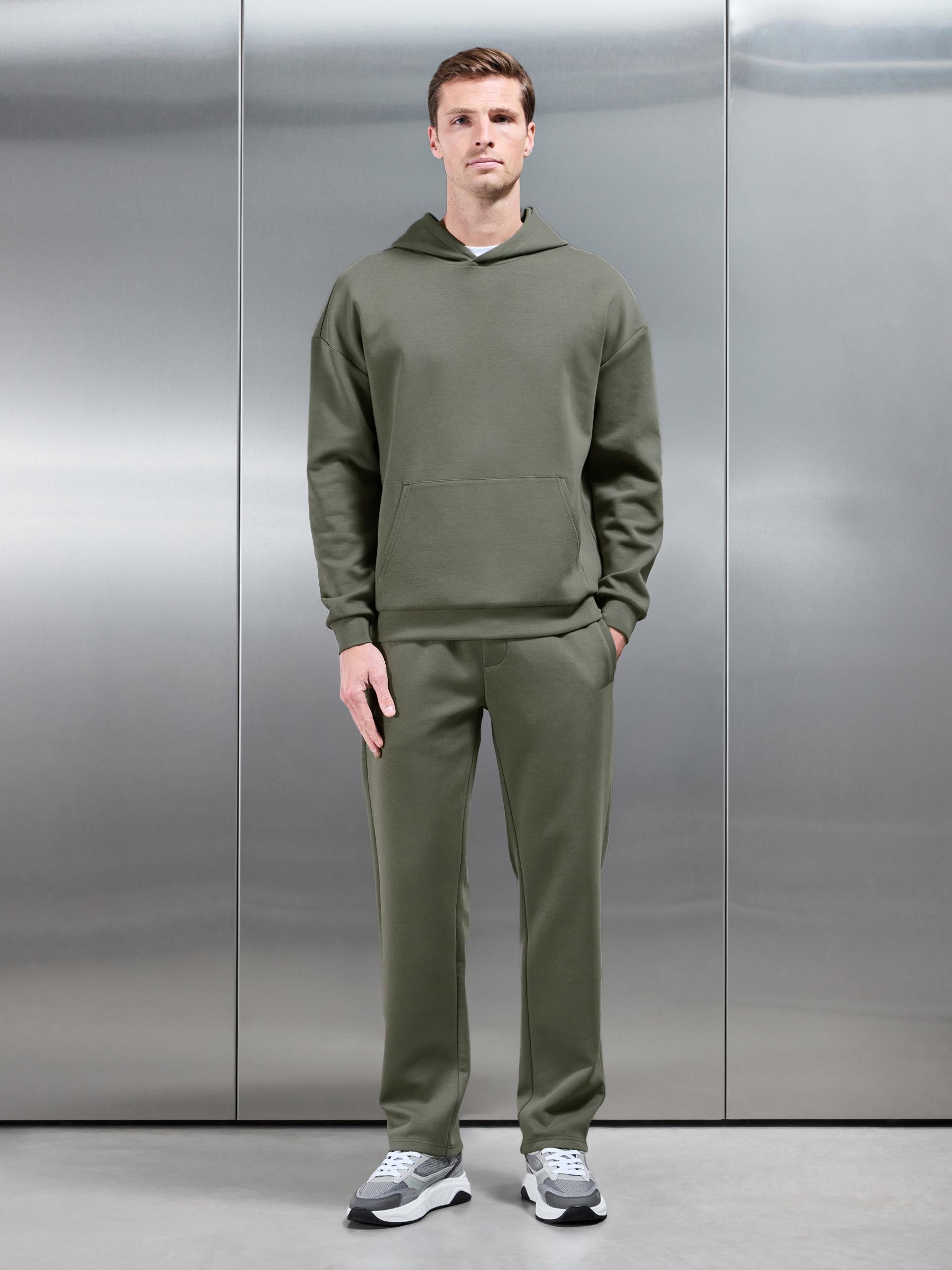 Mens Interlock Jersey Relaxed Fit Hoodie in Sage