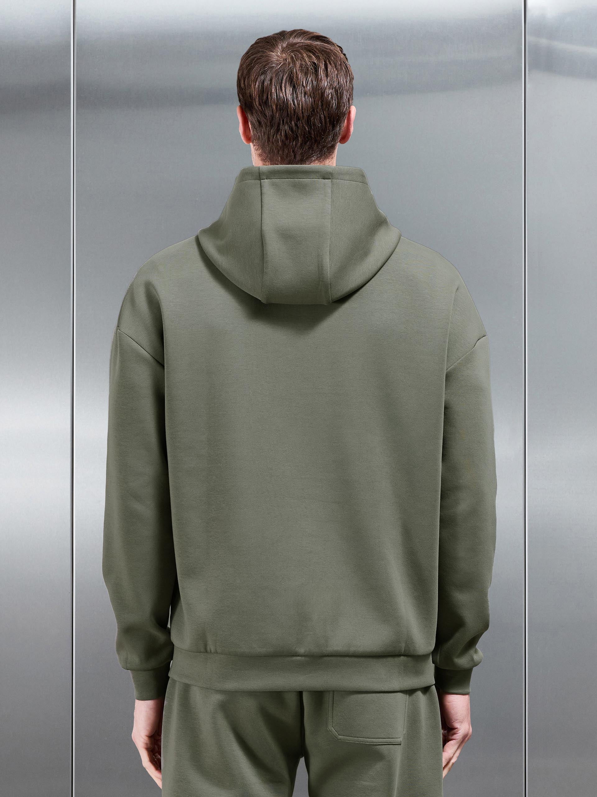 Mens Interlock Jersey Relaxed Fit Hoodie in Sage