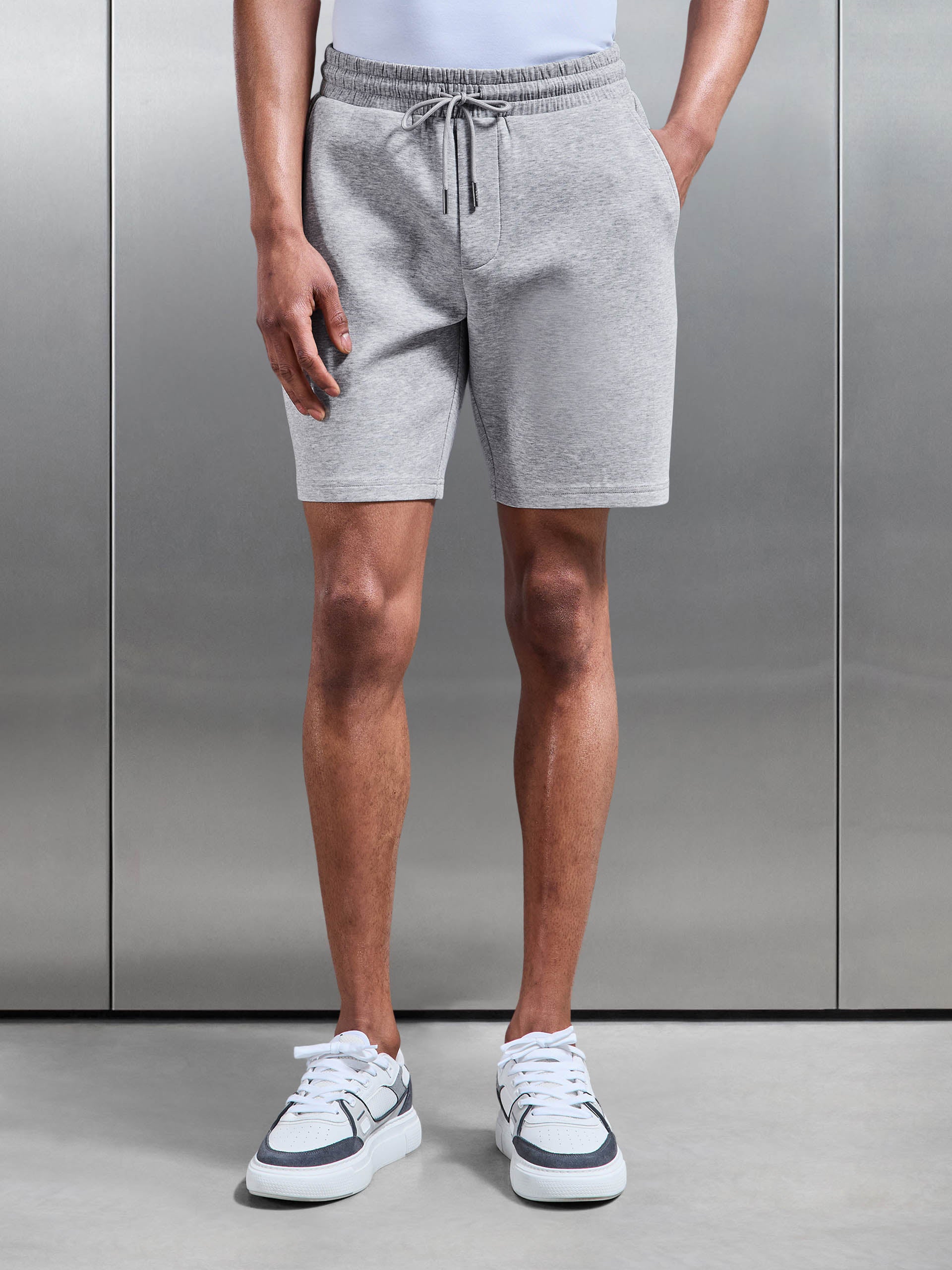 Mens Interlock Jersey Short in Marl Grey