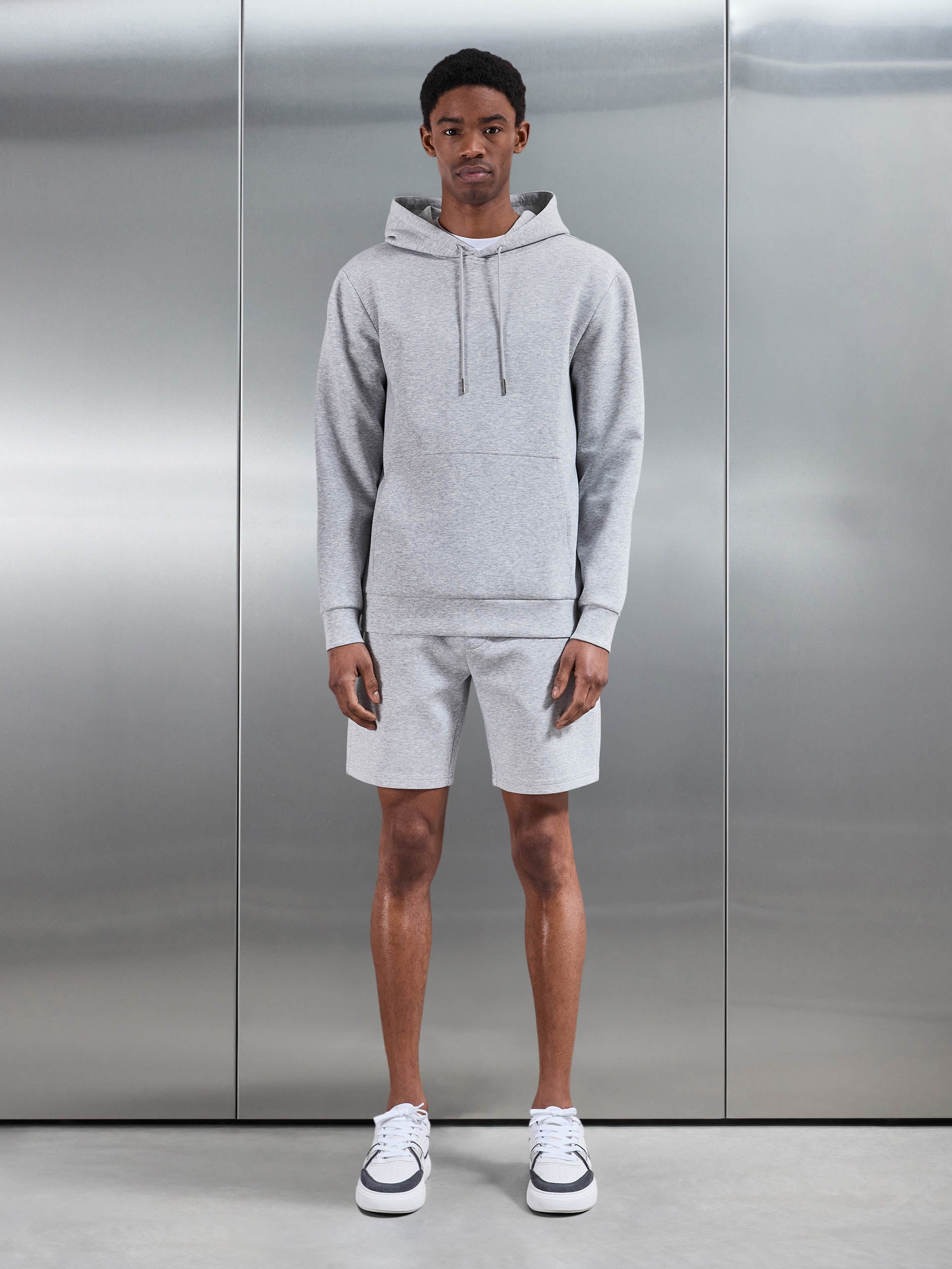 Mens Interlock Jersey Short in Marl Grey
