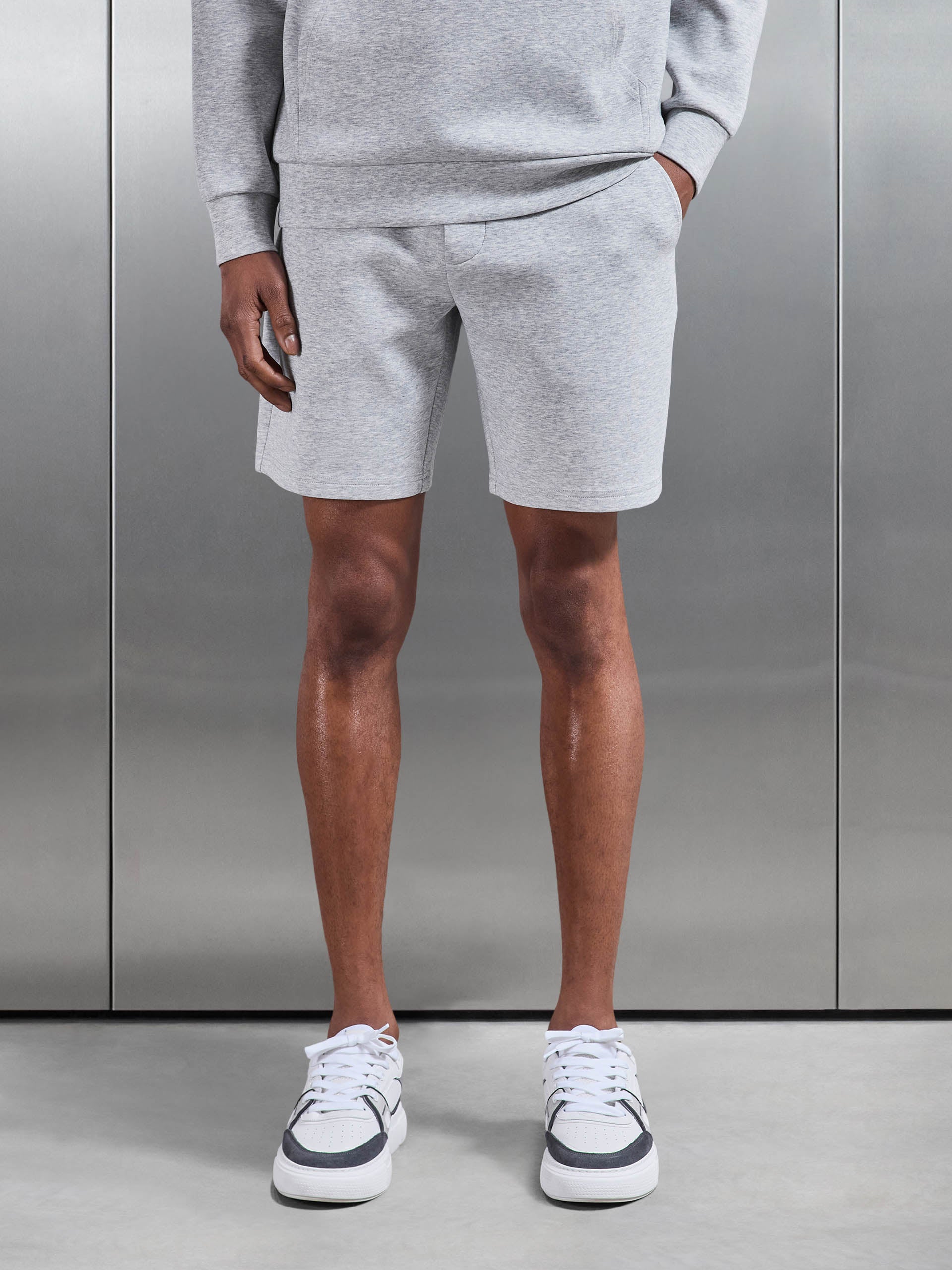 Mens Interlock Jersey Short in Marl Grey