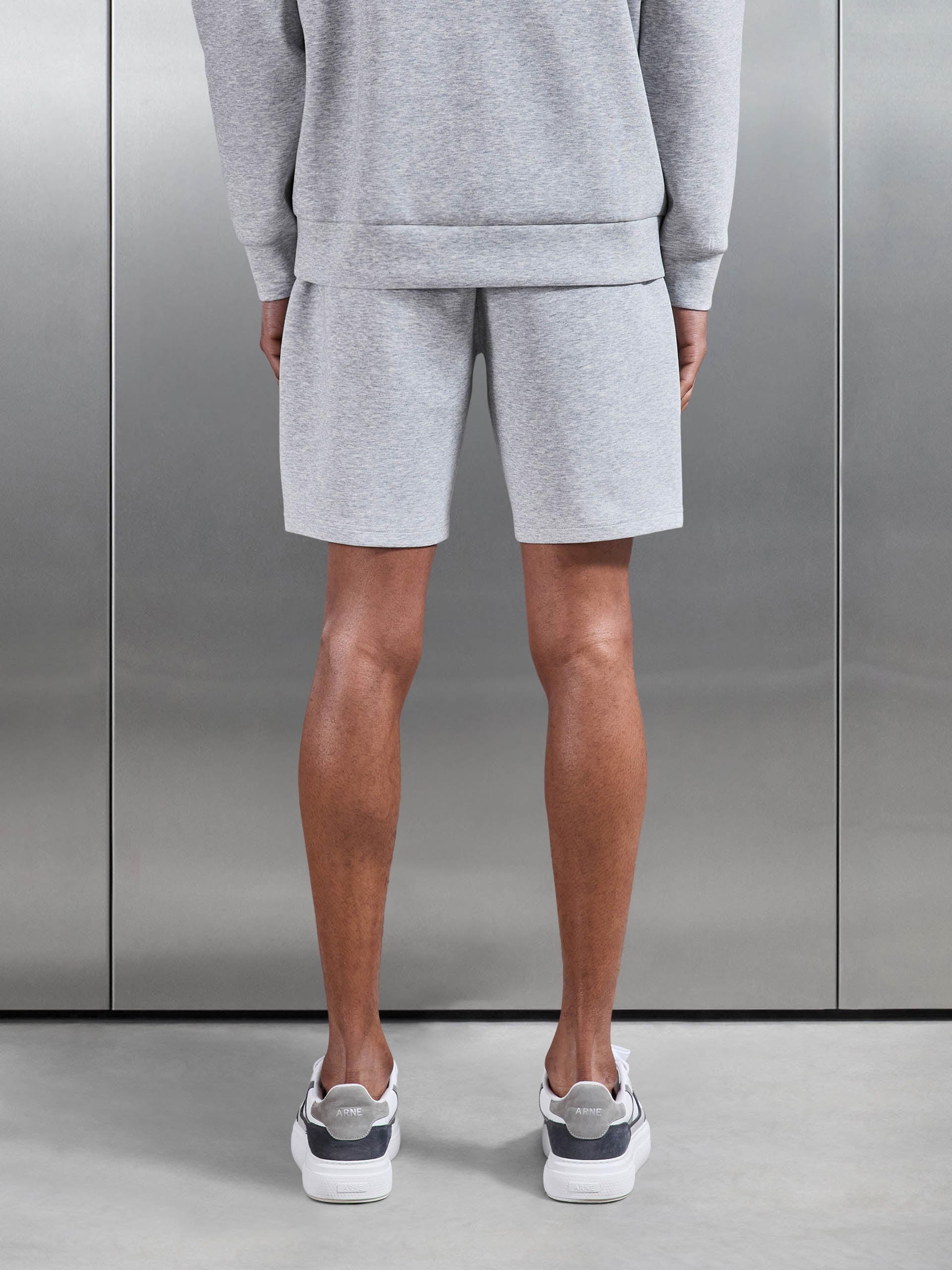 Mens Interlock Jersey Short in Marl Grey