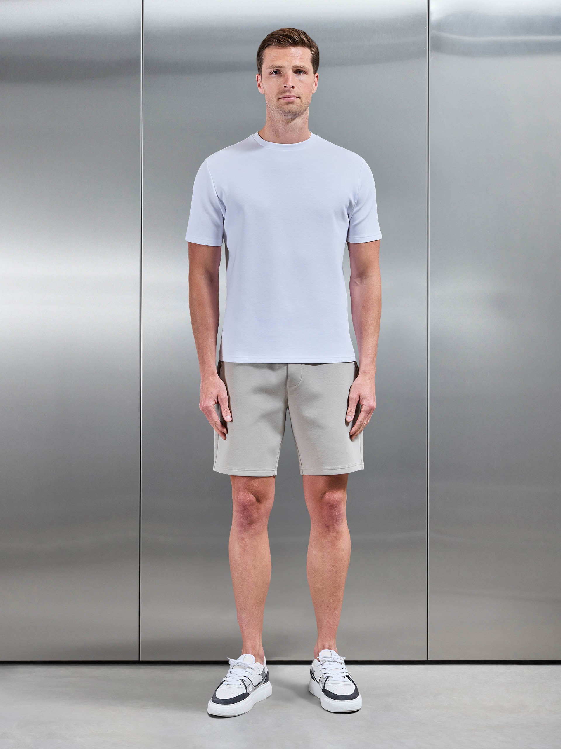Mens Interlock Jersey Short in Stone