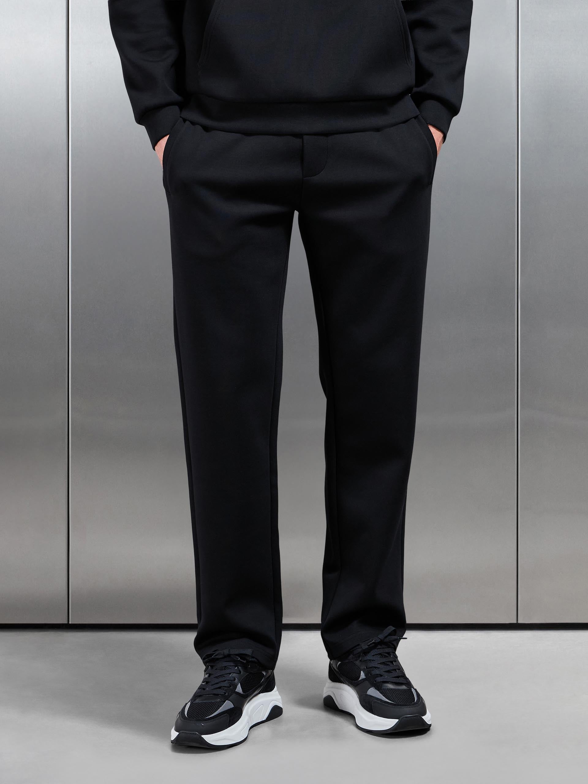 Mens Interlock Jersey Straight Leg Jogger in Black