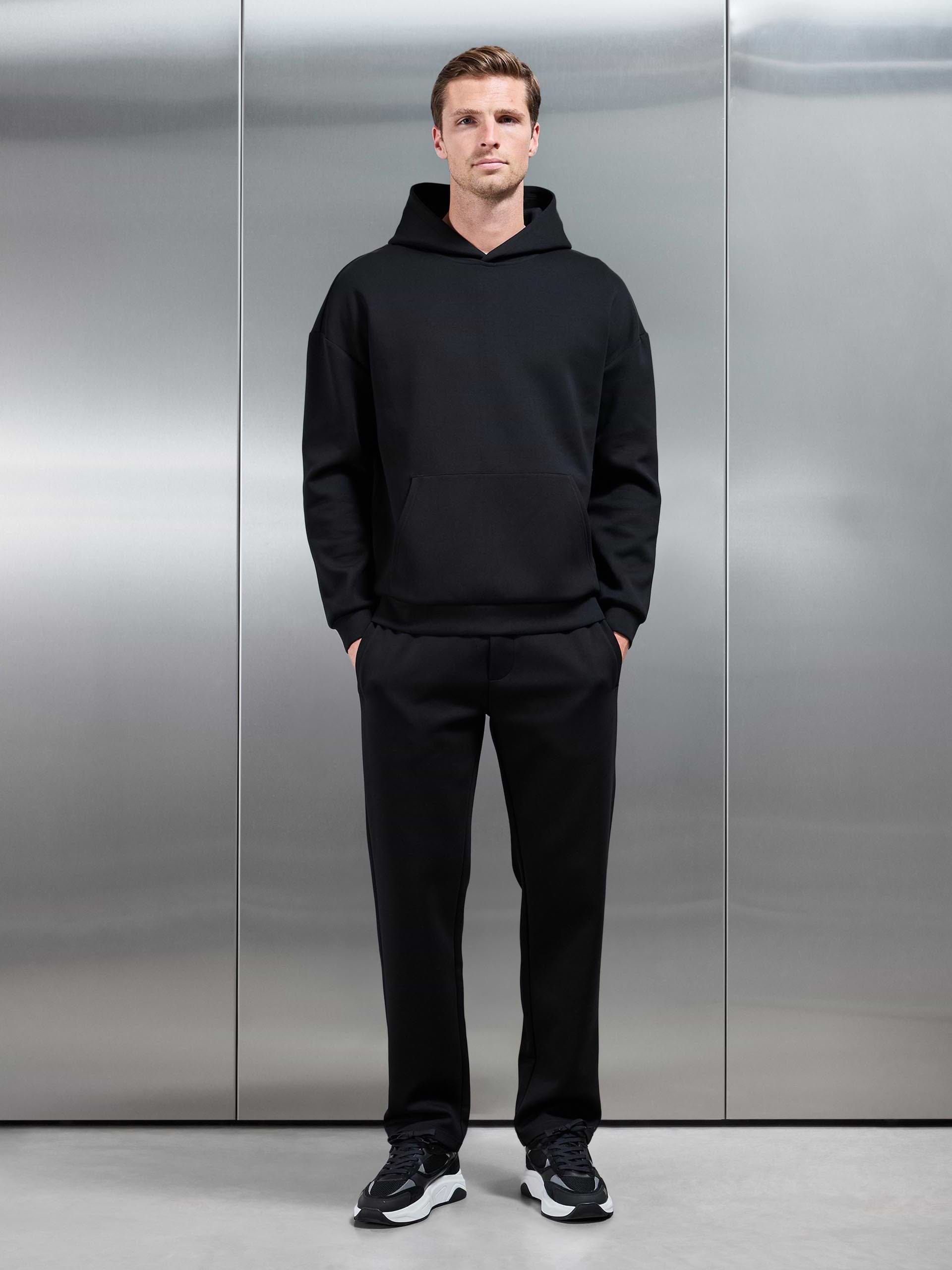 Mens Interlock Jersey Straight Leg Jogger in Black