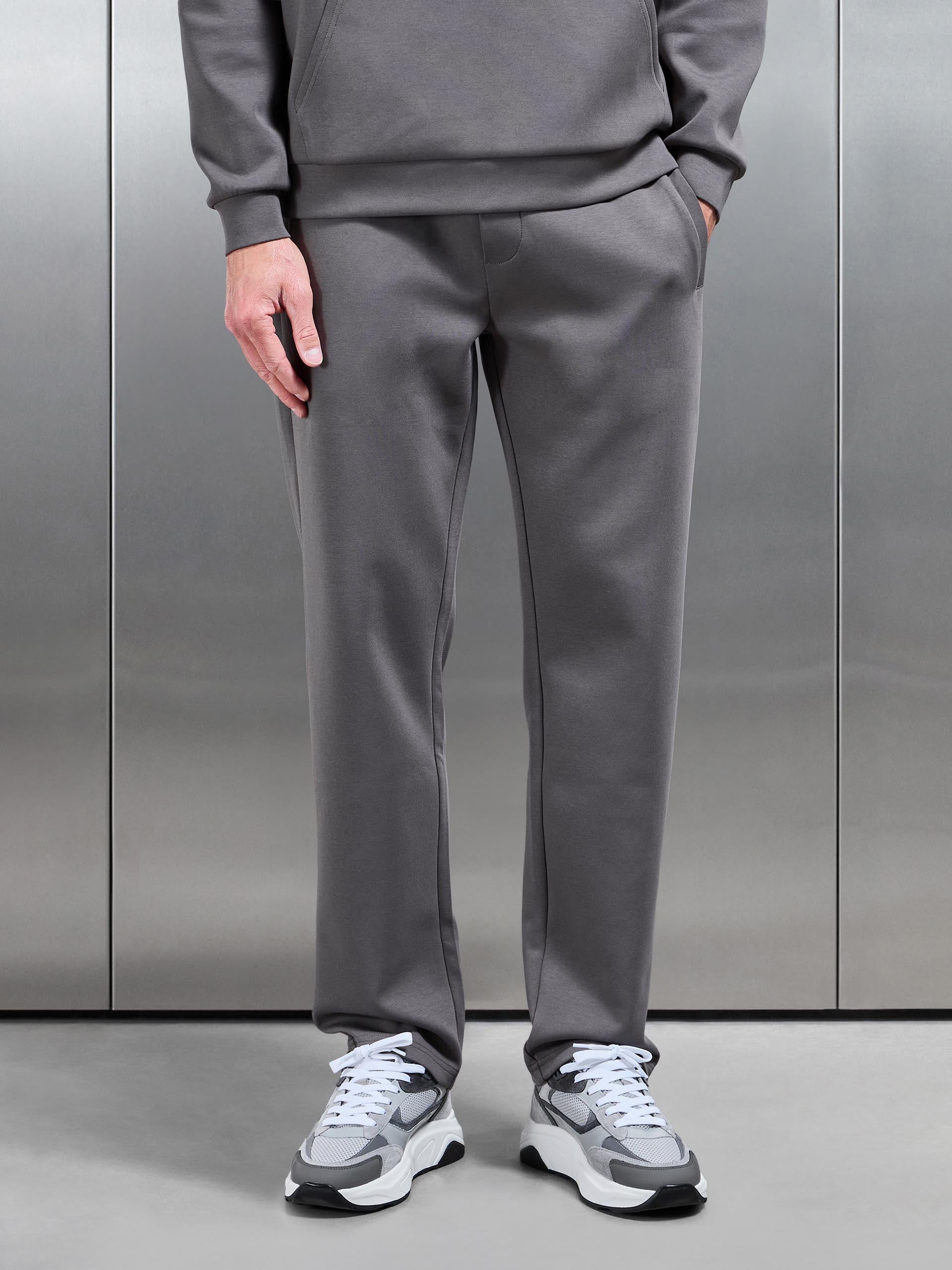 Mens Interlock Jersey Straight Leg Jogger in Charcoal