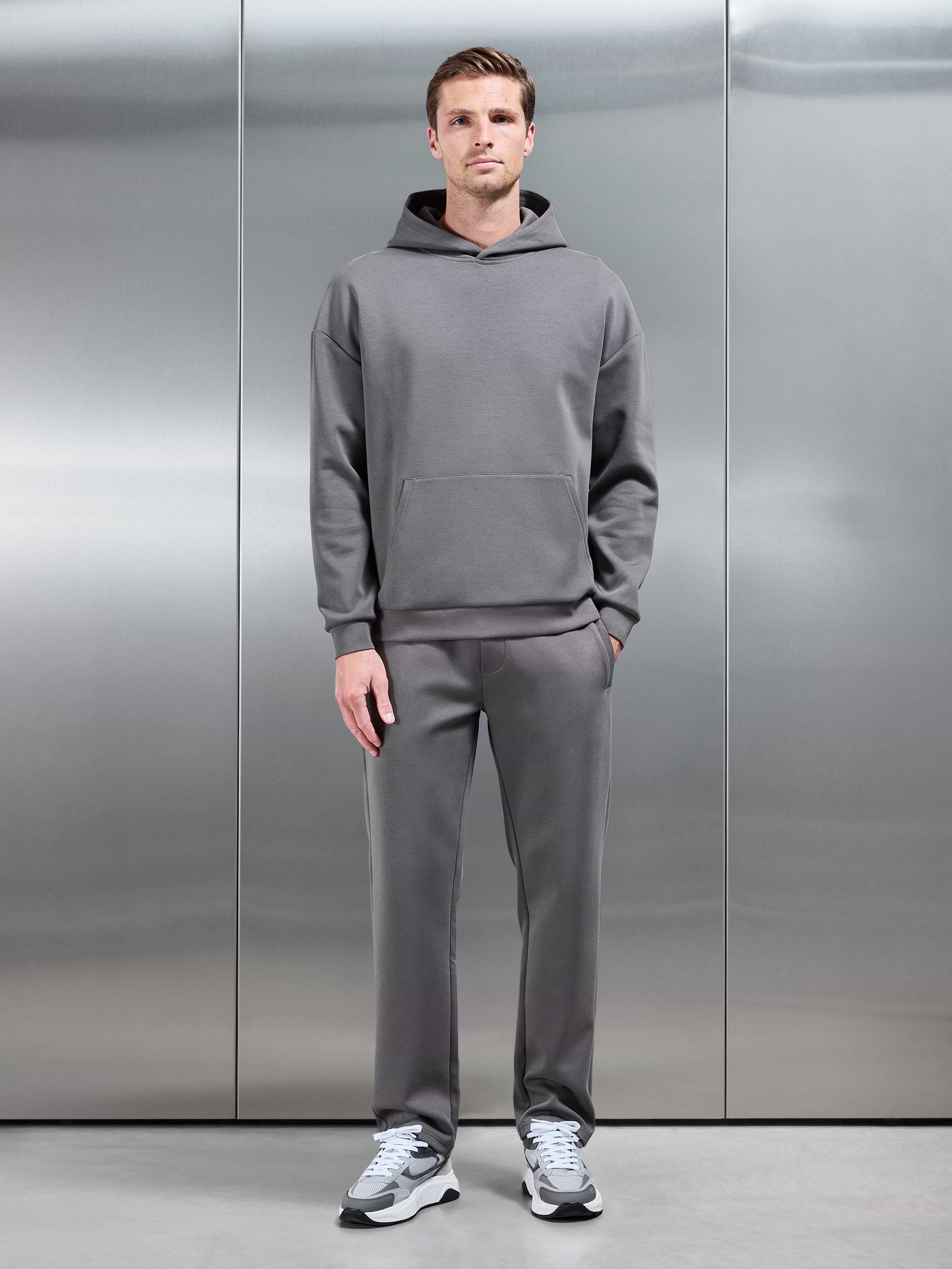 Mens Interlock Jersey Straight Leg Jogger in Charcoal