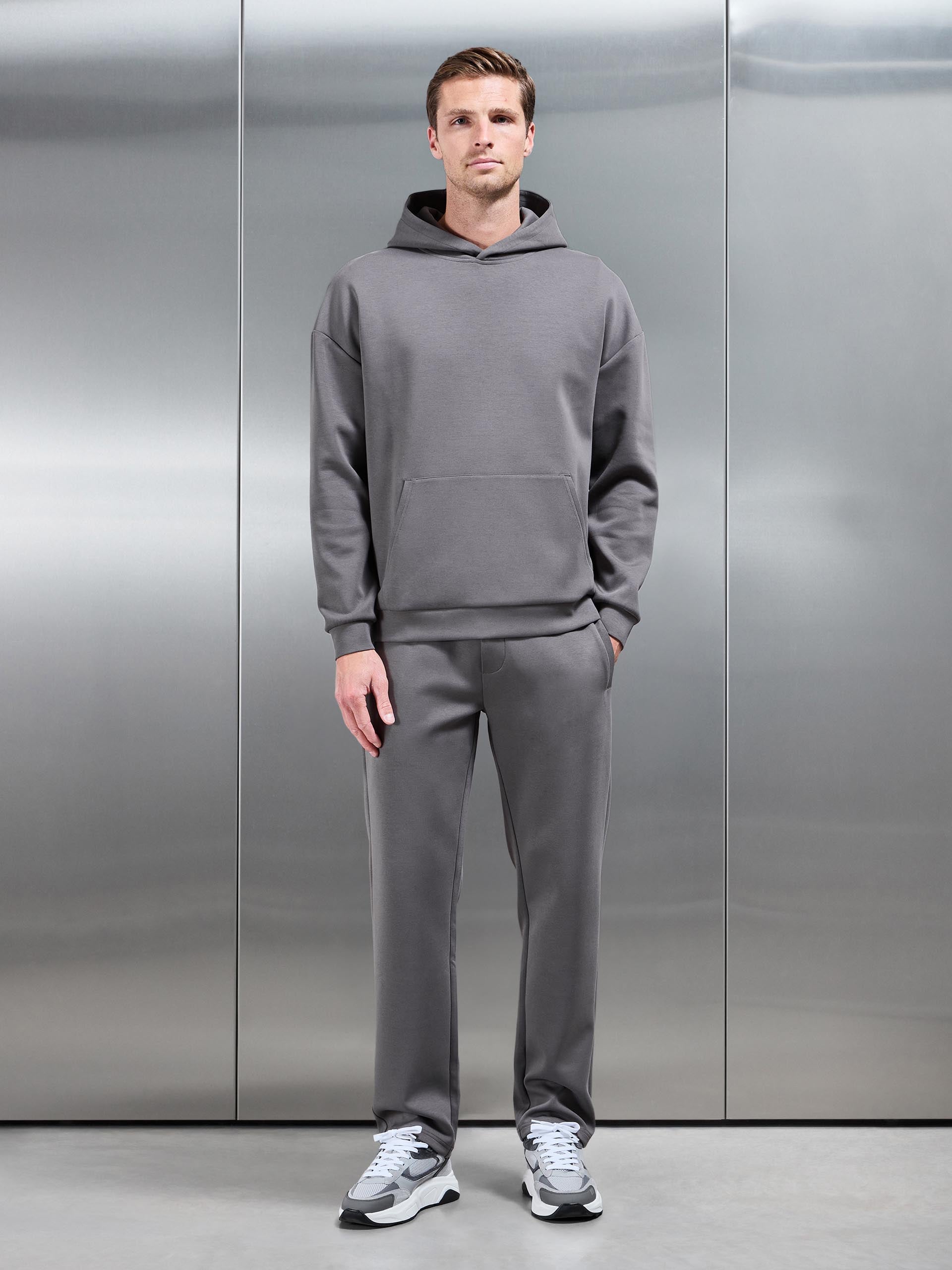 Mens Interlock Jersey Straight Leg Jogger in Charcoal