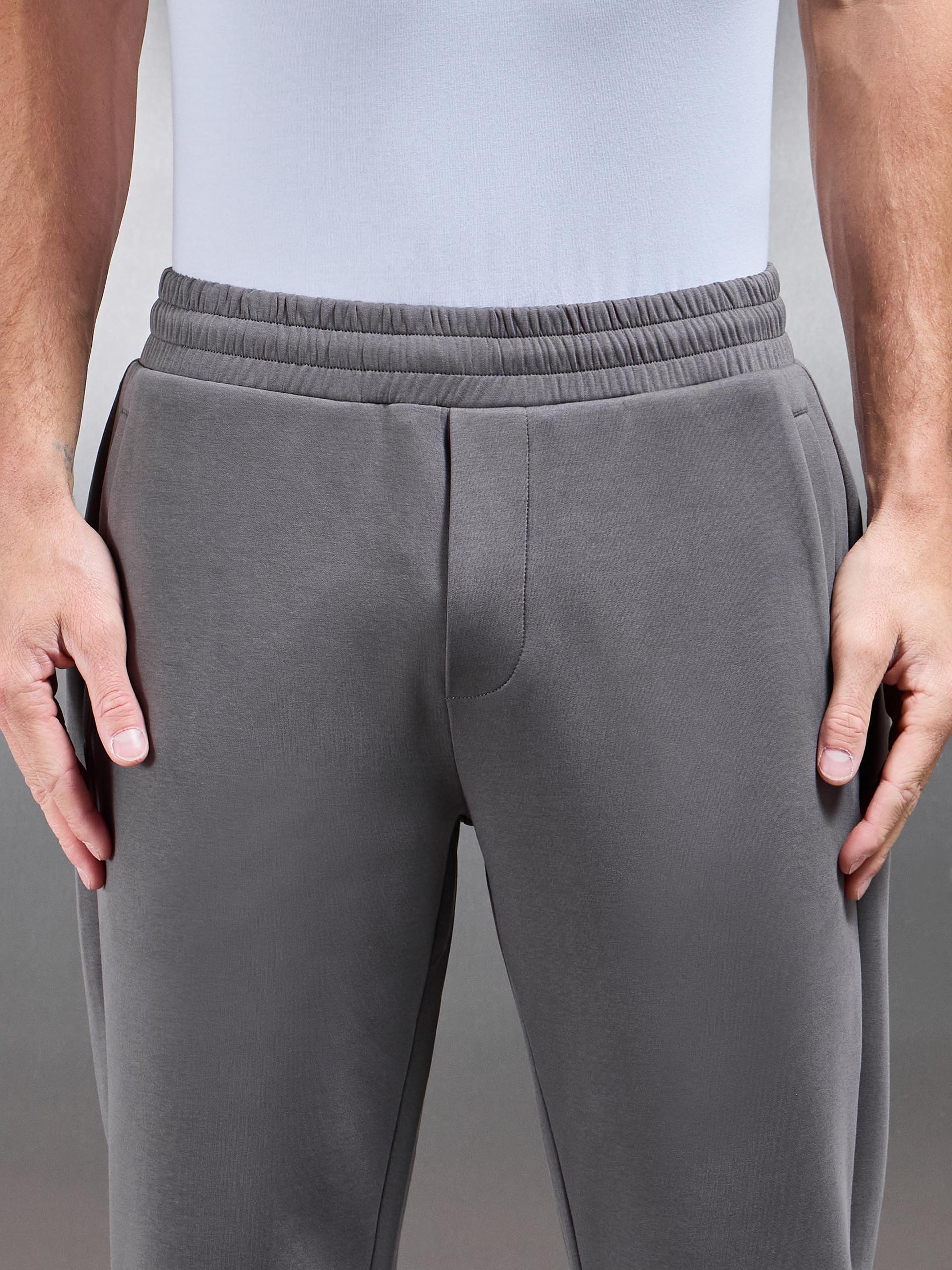 Mens Interlock Jersey Straight Leg Jogger in Charcoal