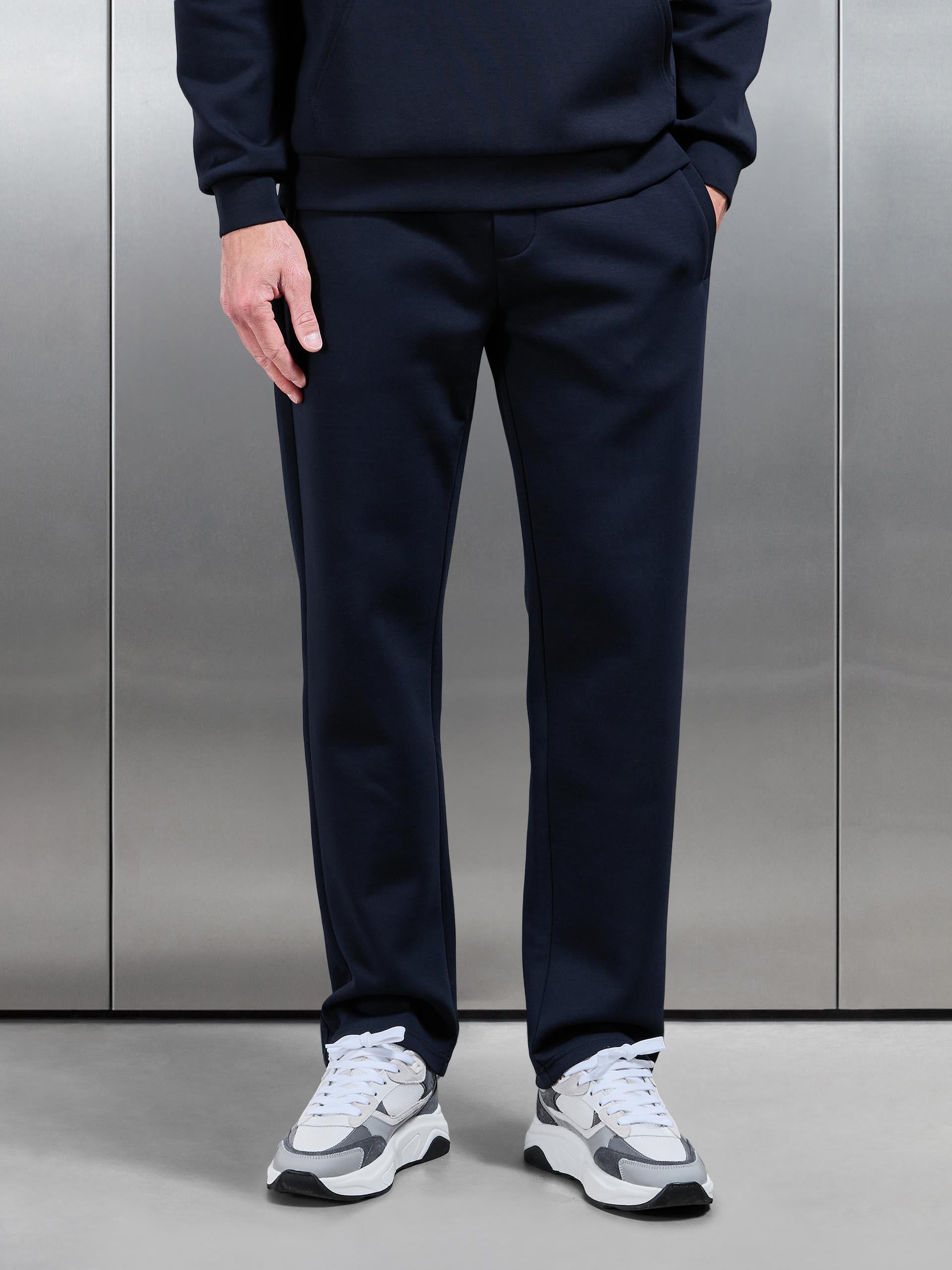 Mens Interlock Jersey Straight Leg Jogger in Navy