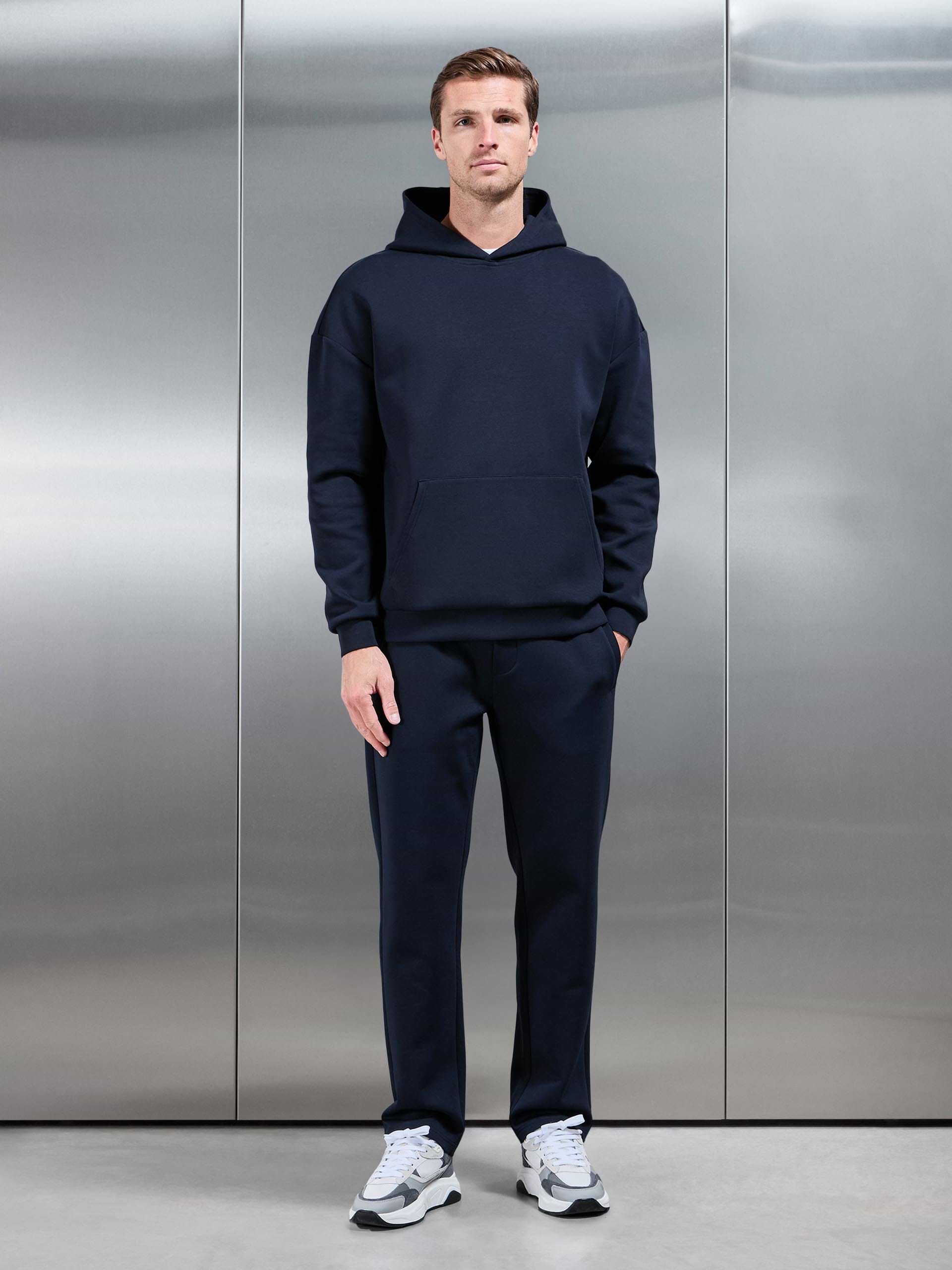 Mens Interlock Jersey Straight Leg Jogger in Navy