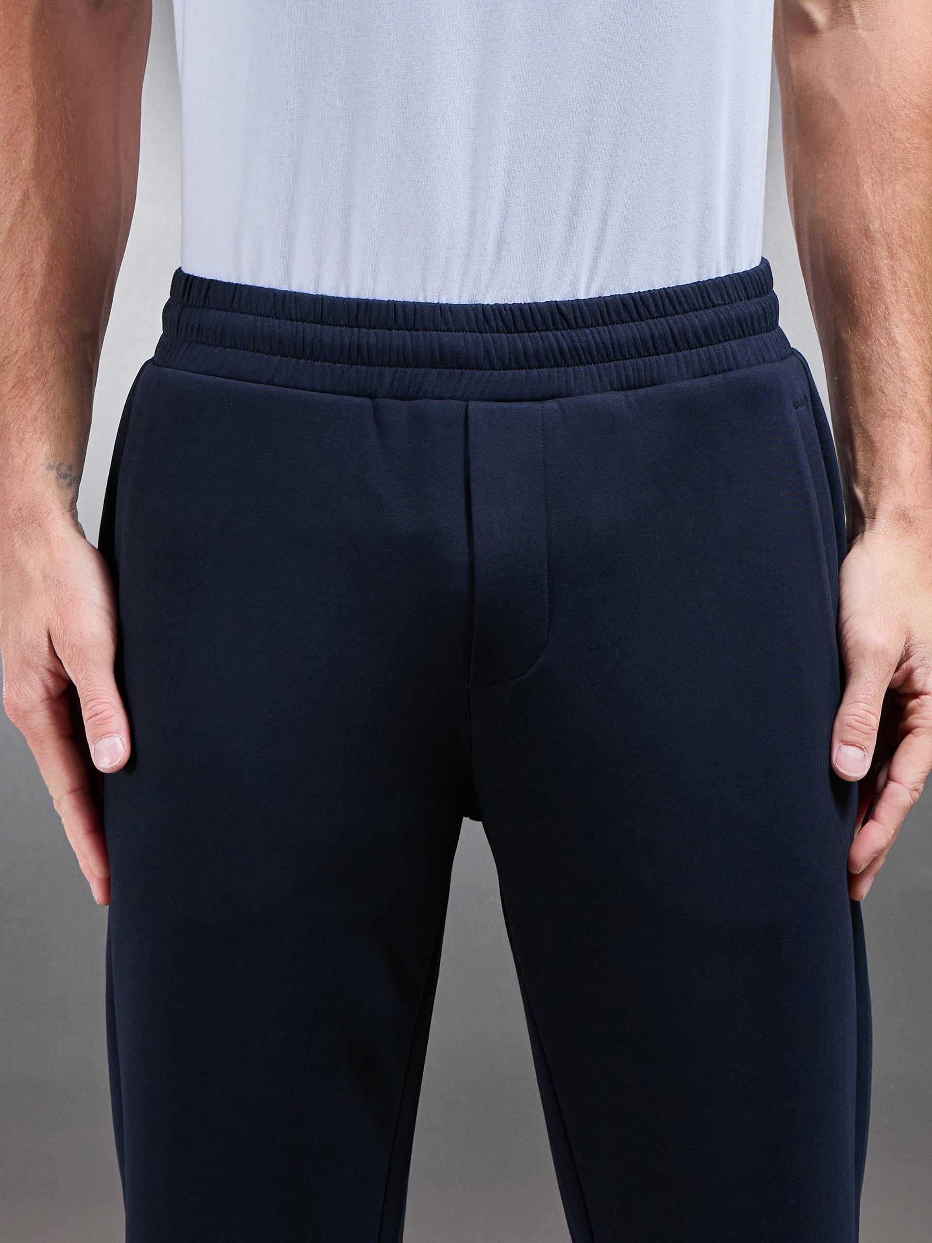 Mens Interlock Jersey Straight Leg Jogger in Navy