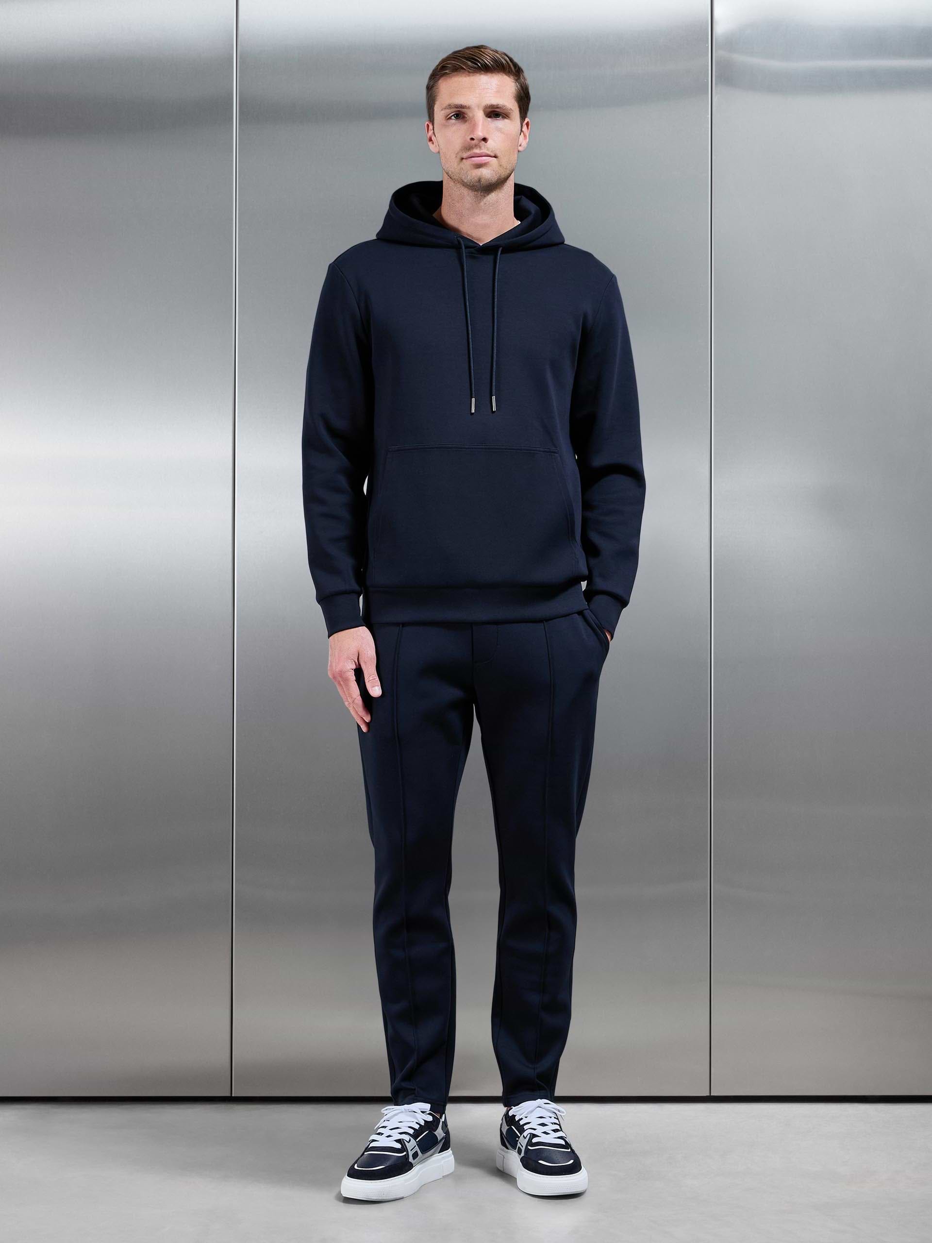 Mens Interlock Jersey Tapered Jogger in Navy