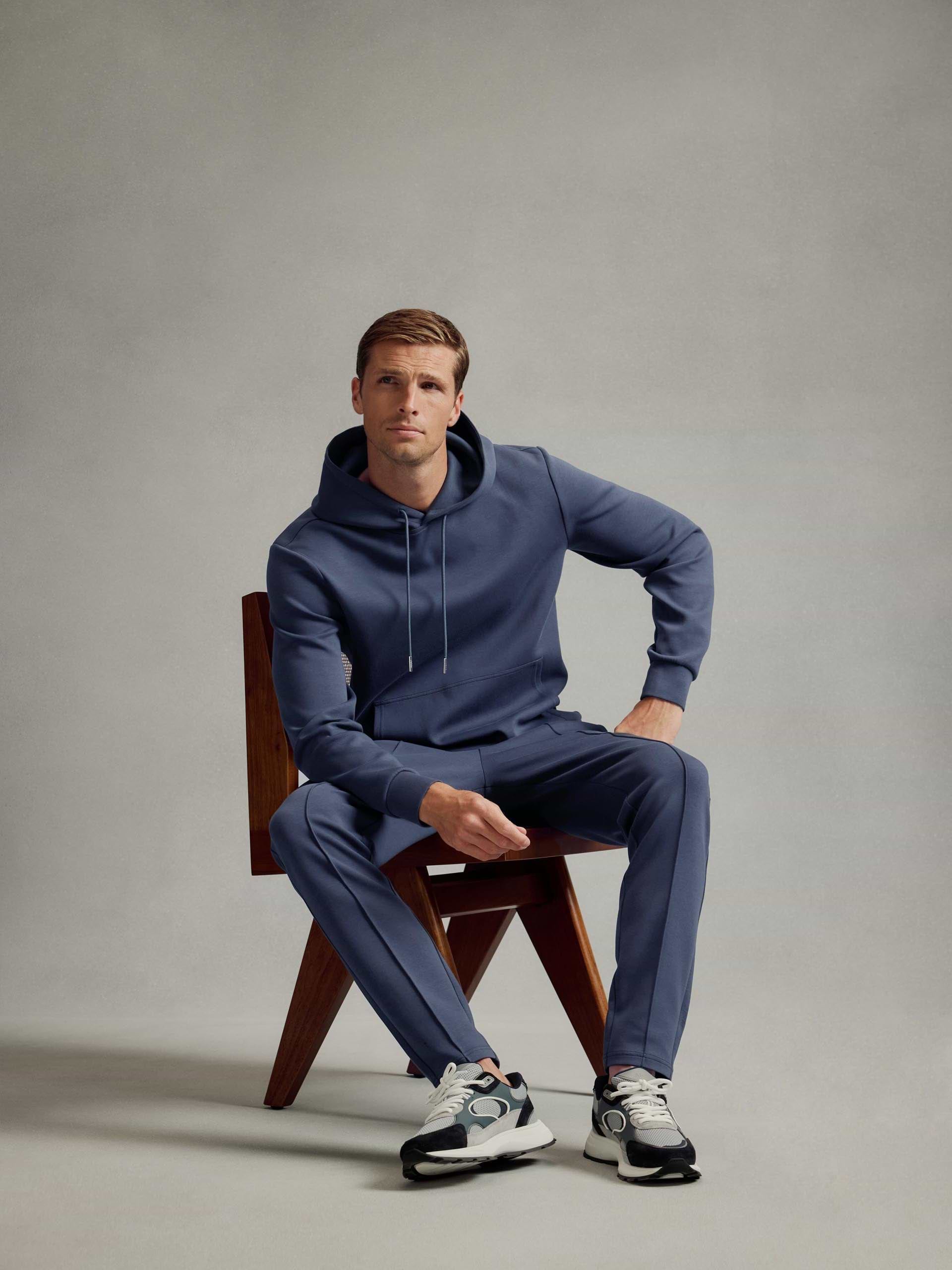 Mens Interlock Jersey Tapered Jogger in Slate Blue