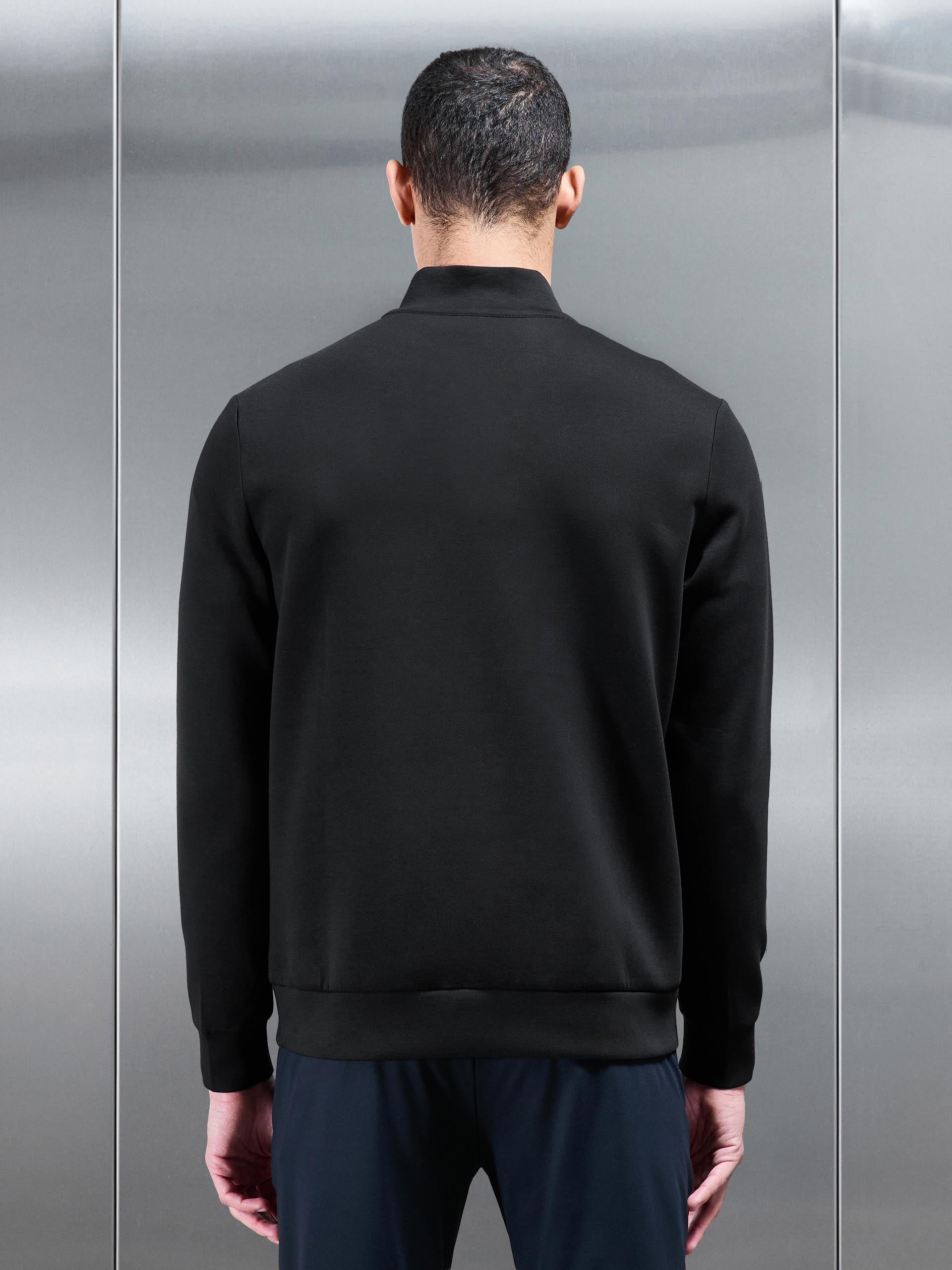 Mens Interlock Jersey Technical Half Zip in Black