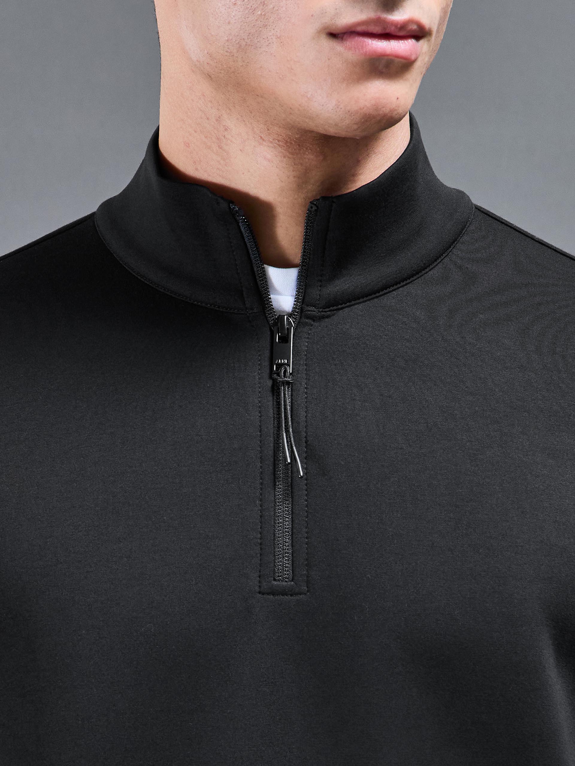 Mens Interlock Jersey Technical Half Zip in Black