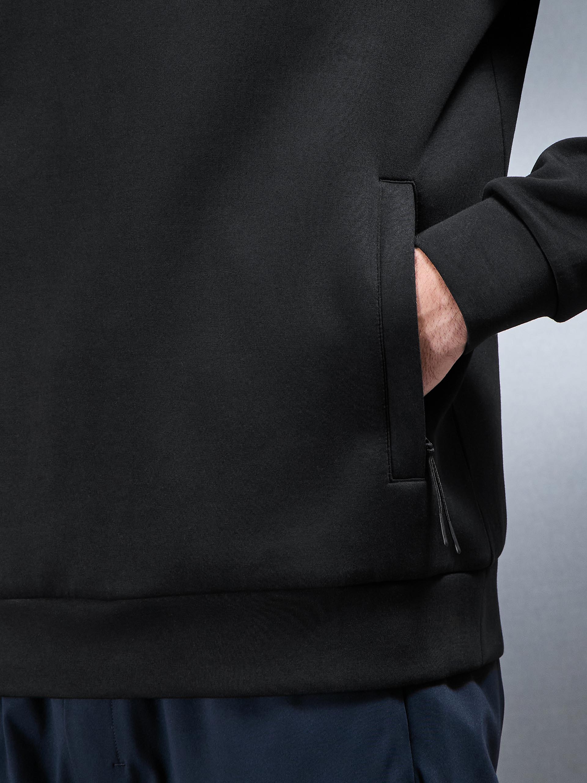 Mens Interlock Jersey Technical Half Zip in Black