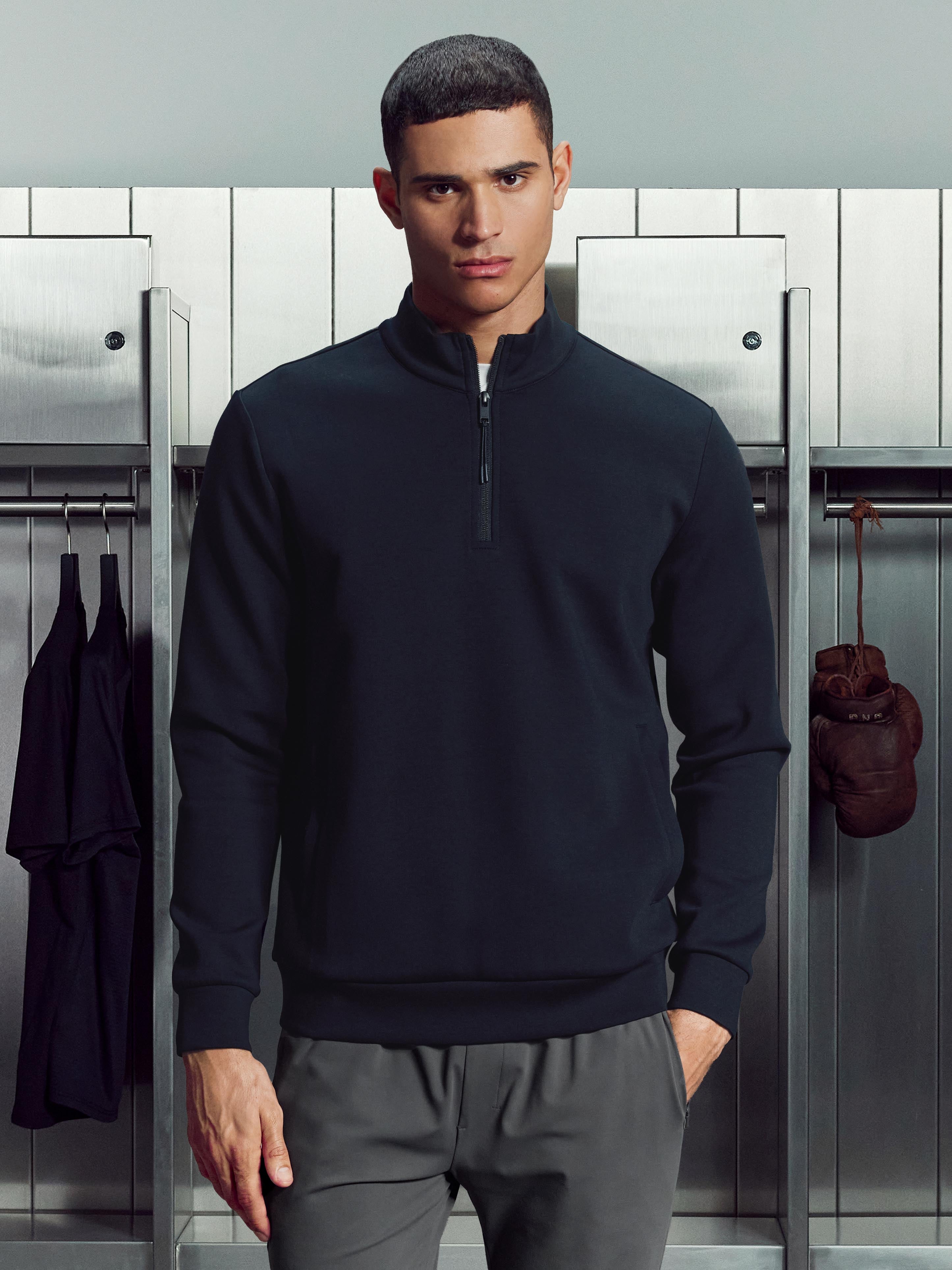 Mens Interlock Jersey Technical Half Zip in Navy