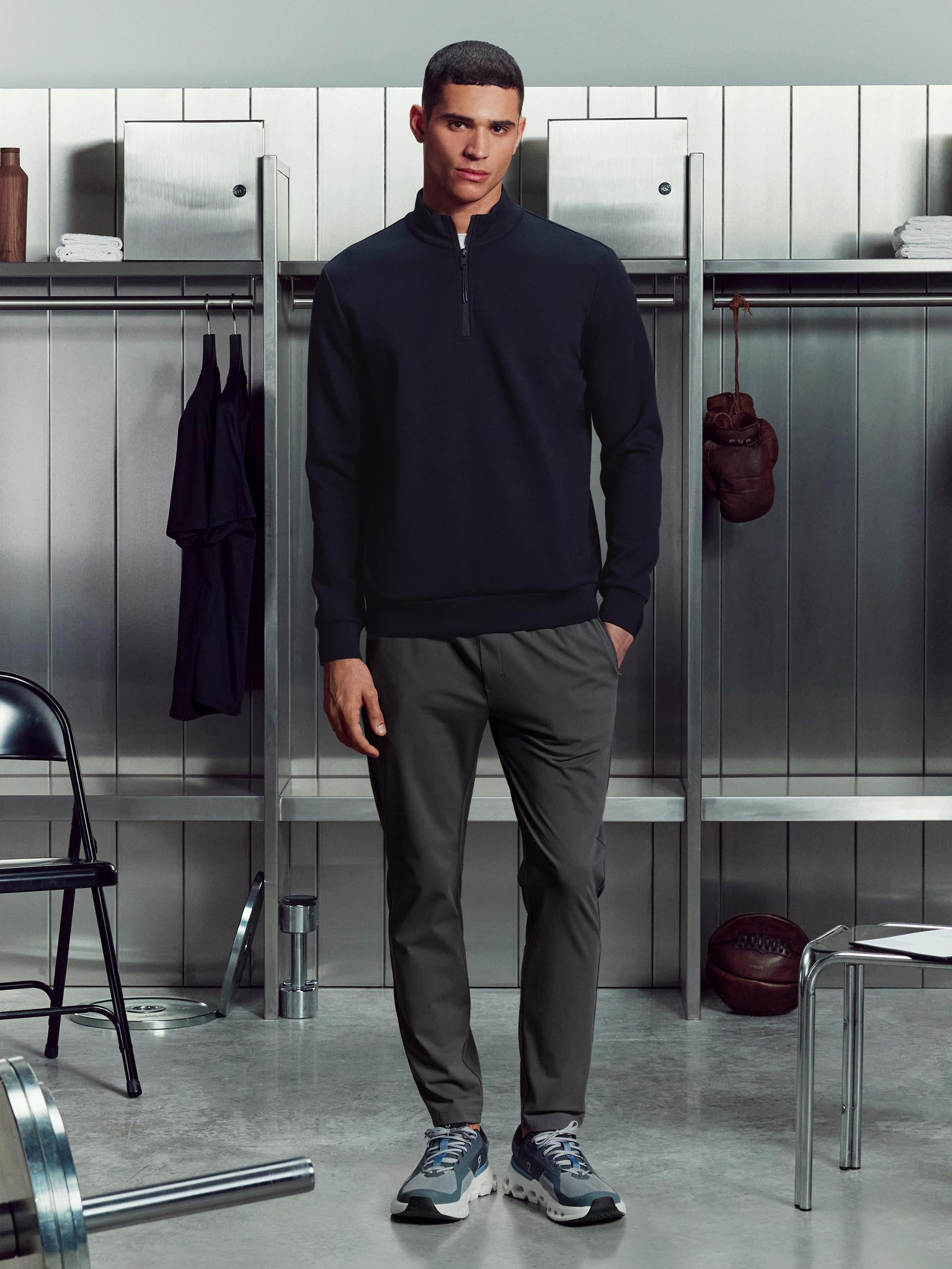 Mens Interlock Jersey Technical Half Zip in Navy