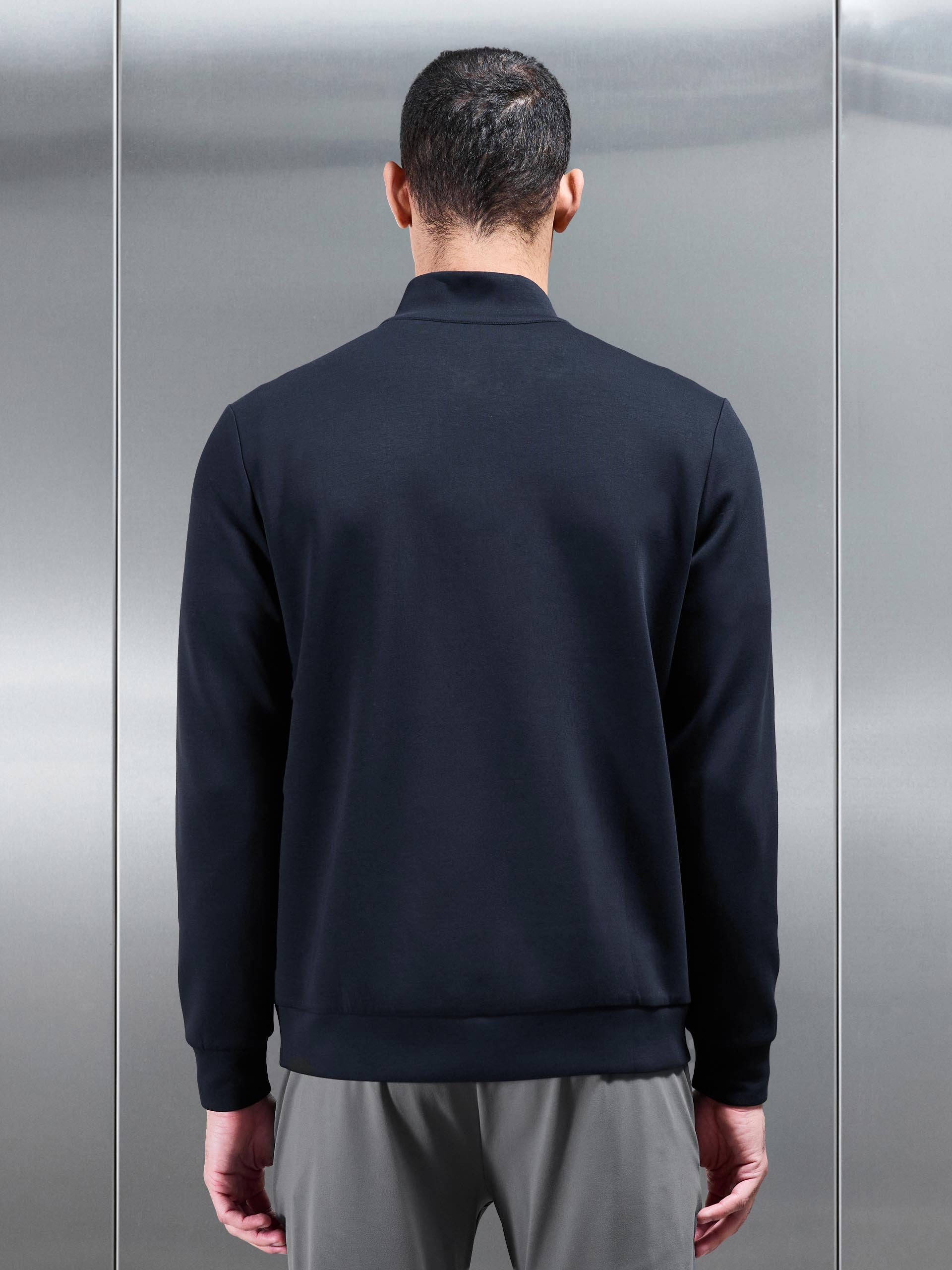 Mens Interlock Jersey Technical Half Zip in Navy