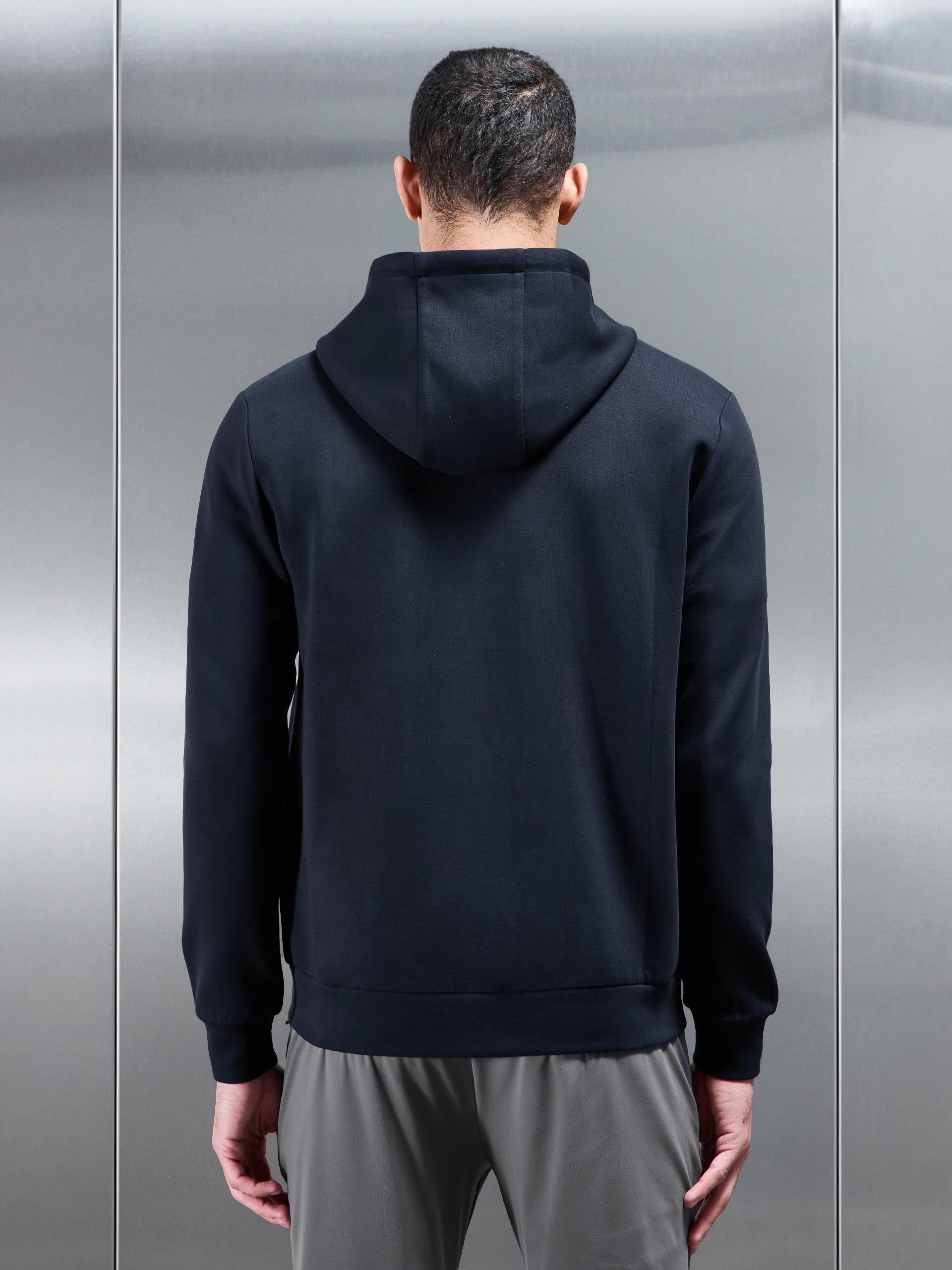 Mens Interlock Jersey Technical Zip Hoodie in Navy
