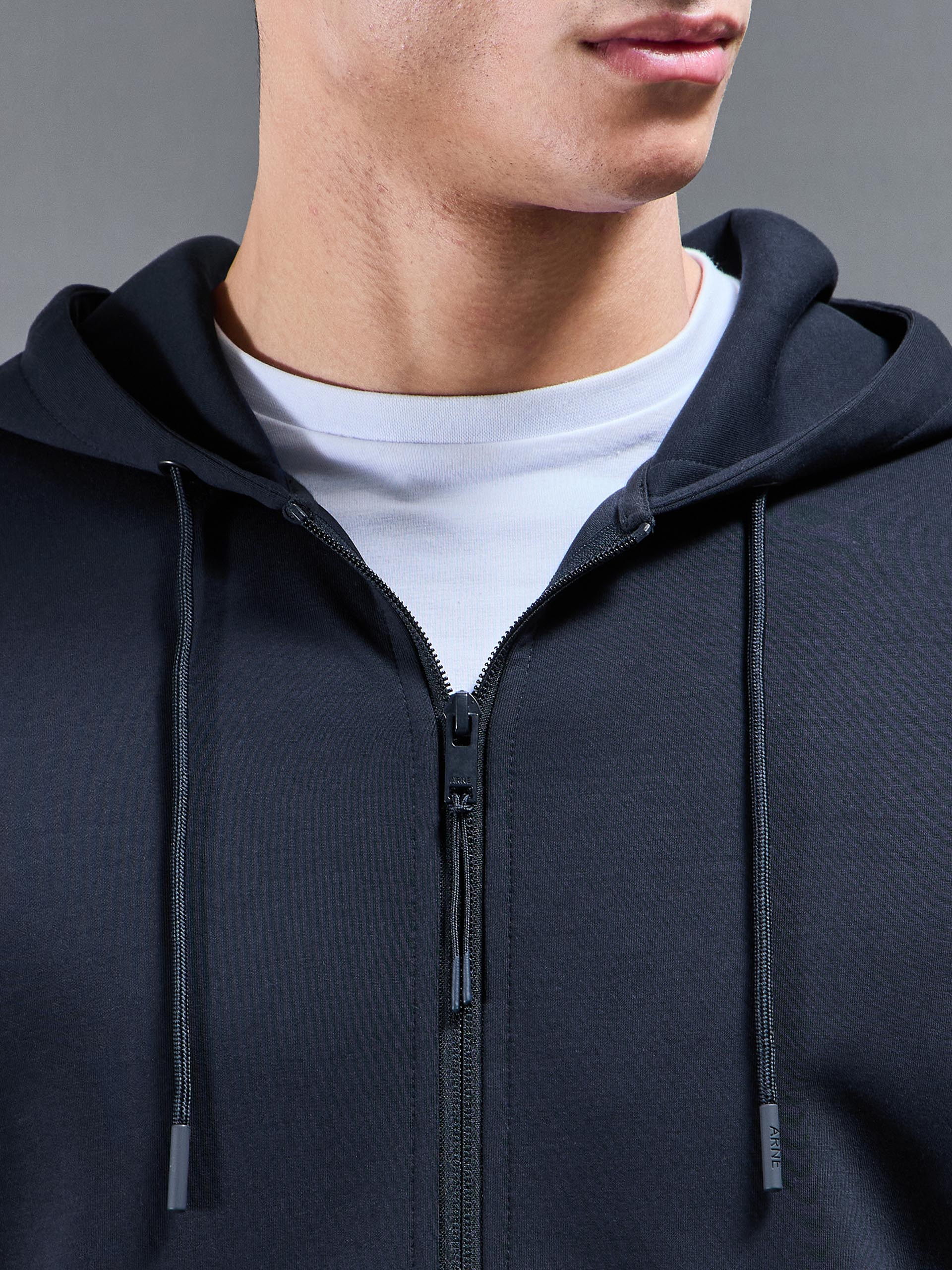 Mens Interlock Jersey Technical Zip Hoodie in Navy