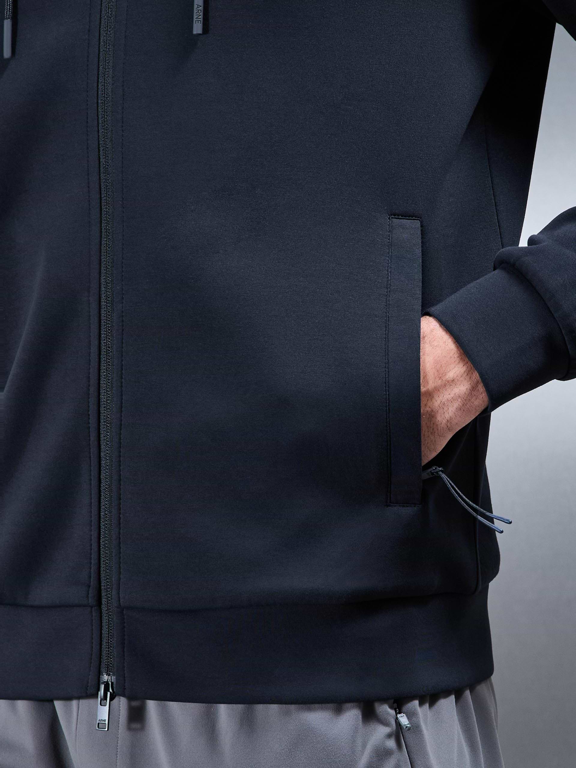 Interlock Jersey Technical Zip Hoodie in Navy