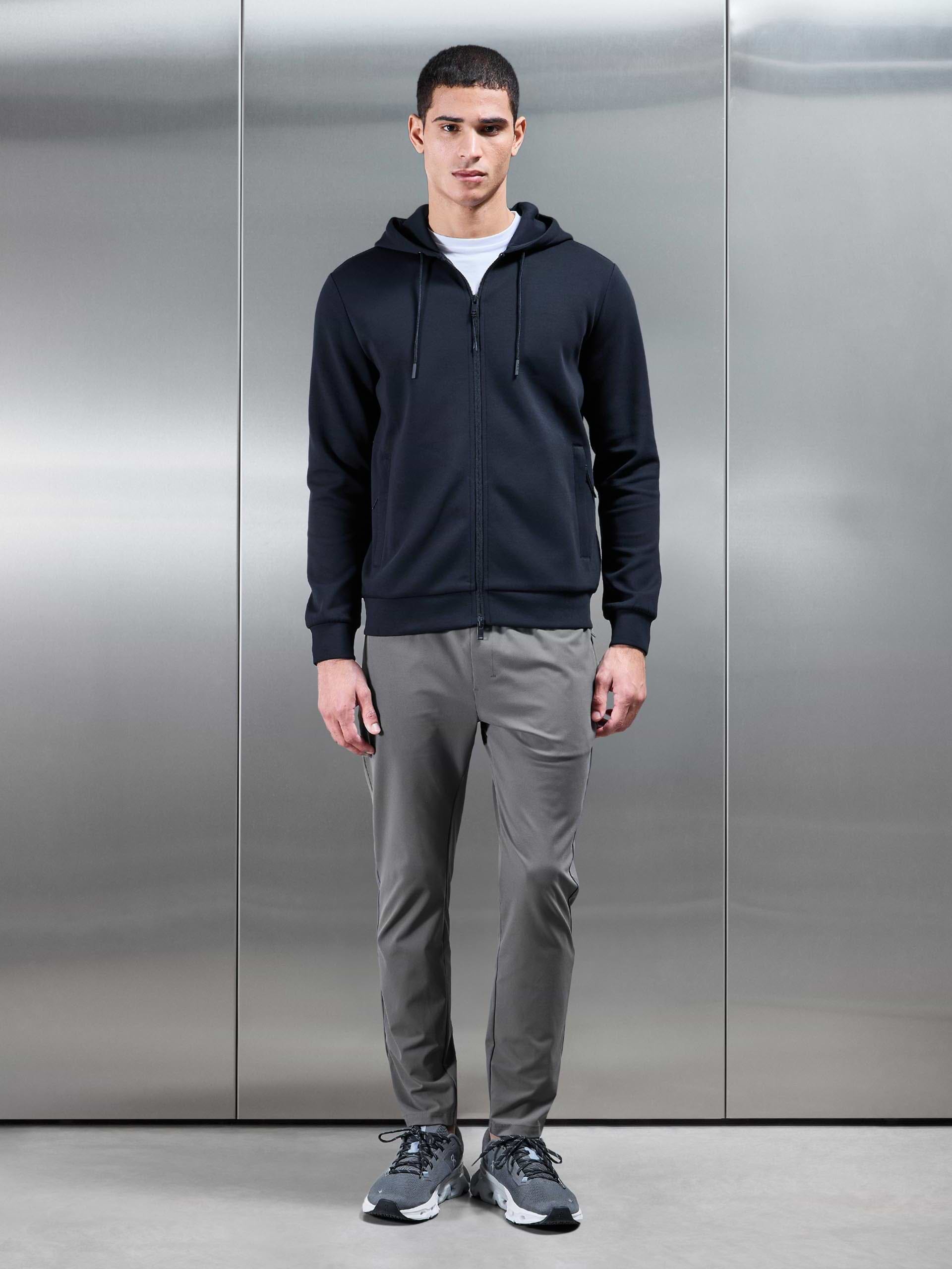 Interlock Jersey Technical Zip Hoodie in Navy