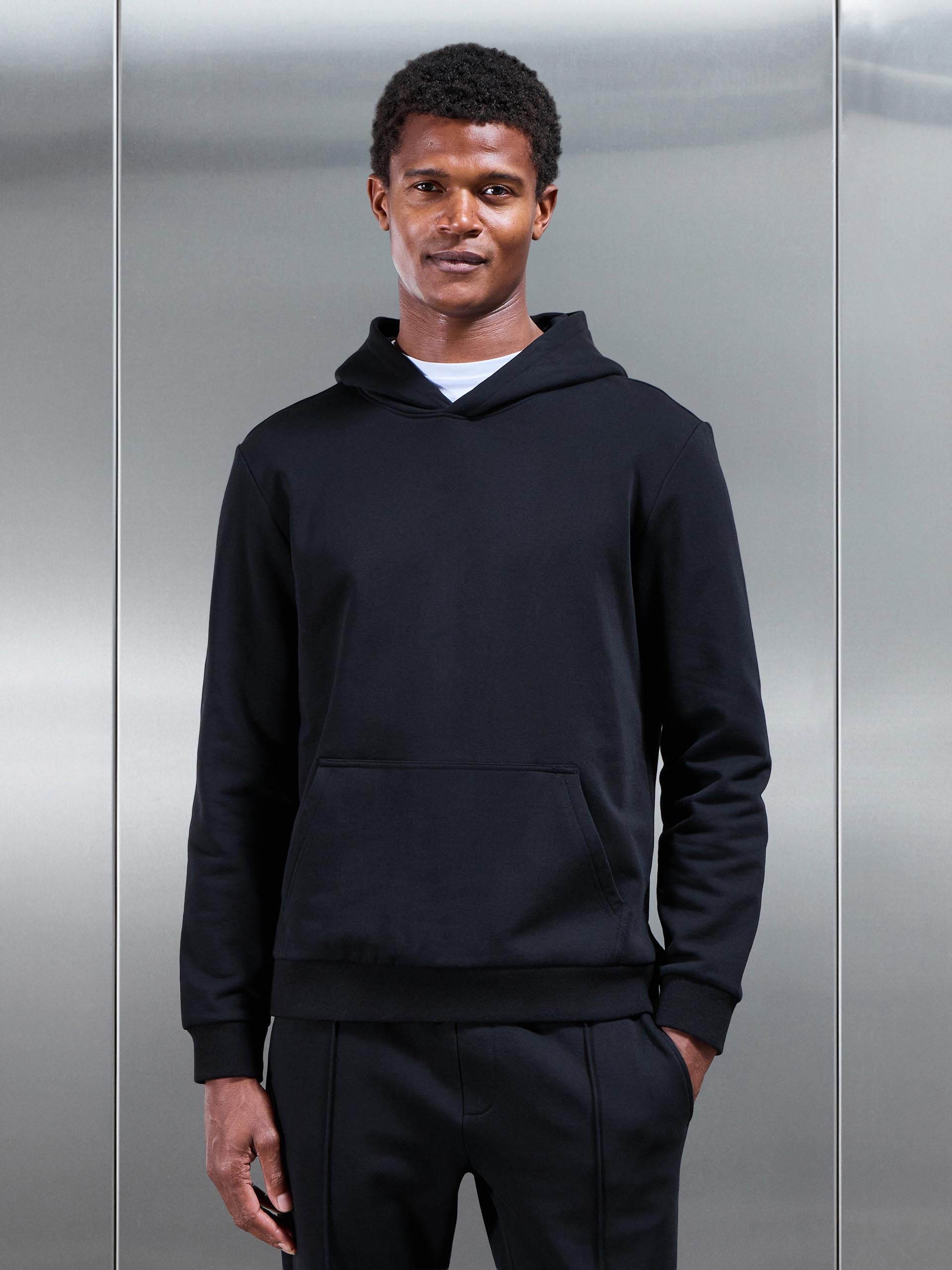 Mens Jersey Hoodie In Black