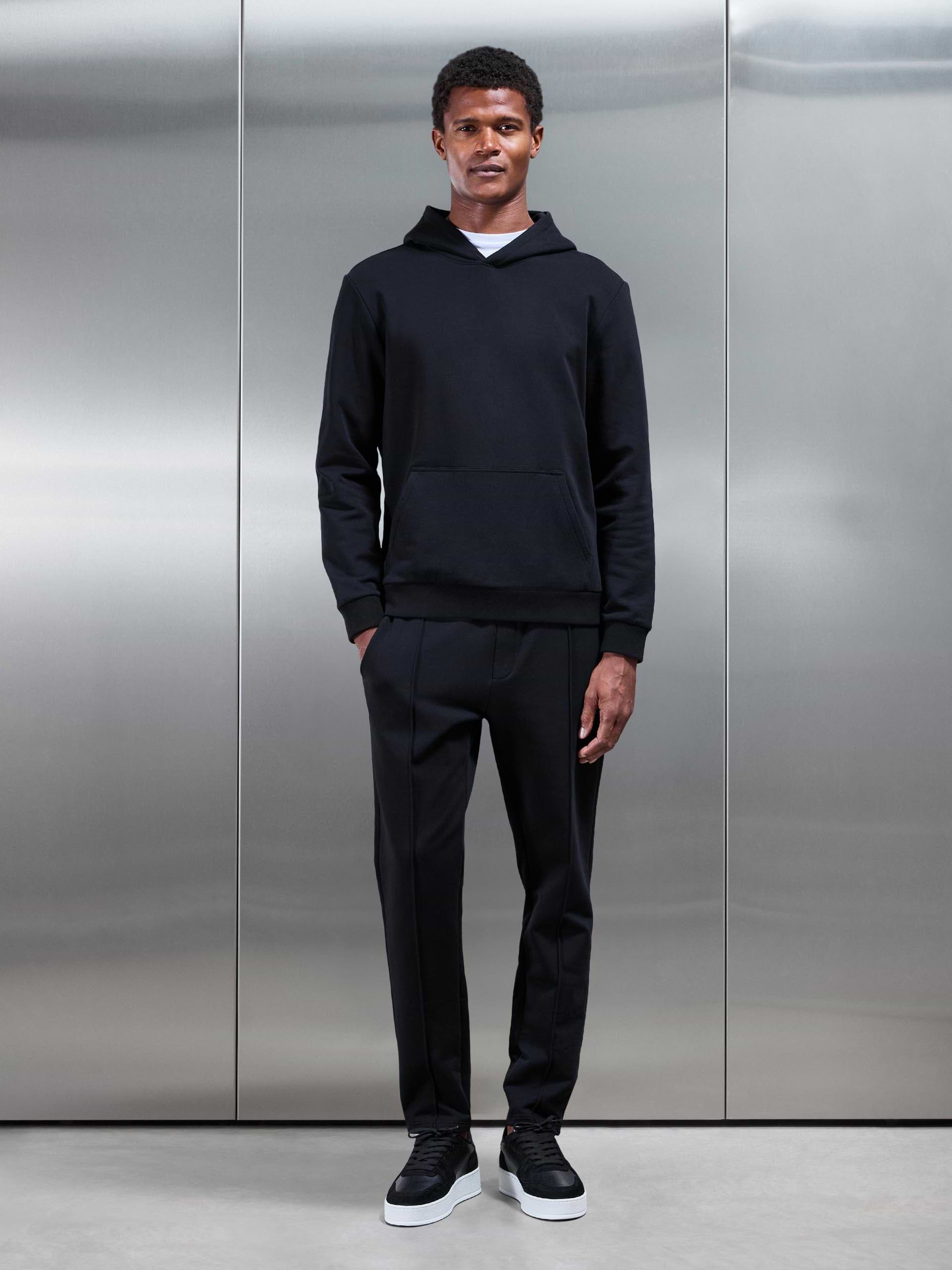 Mens Jersey Hoodie In Black