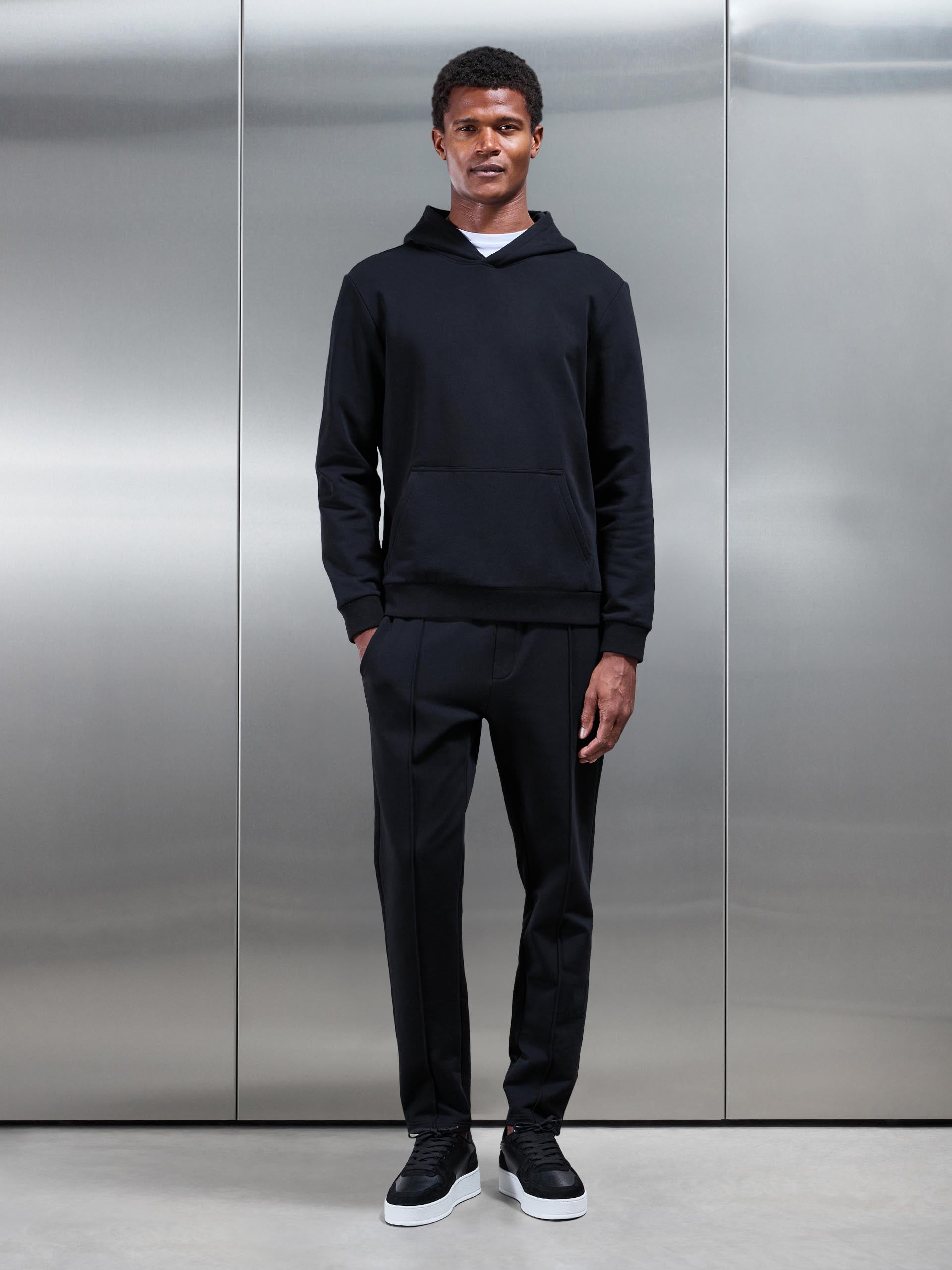 Mens Jersey Hoodie In Black