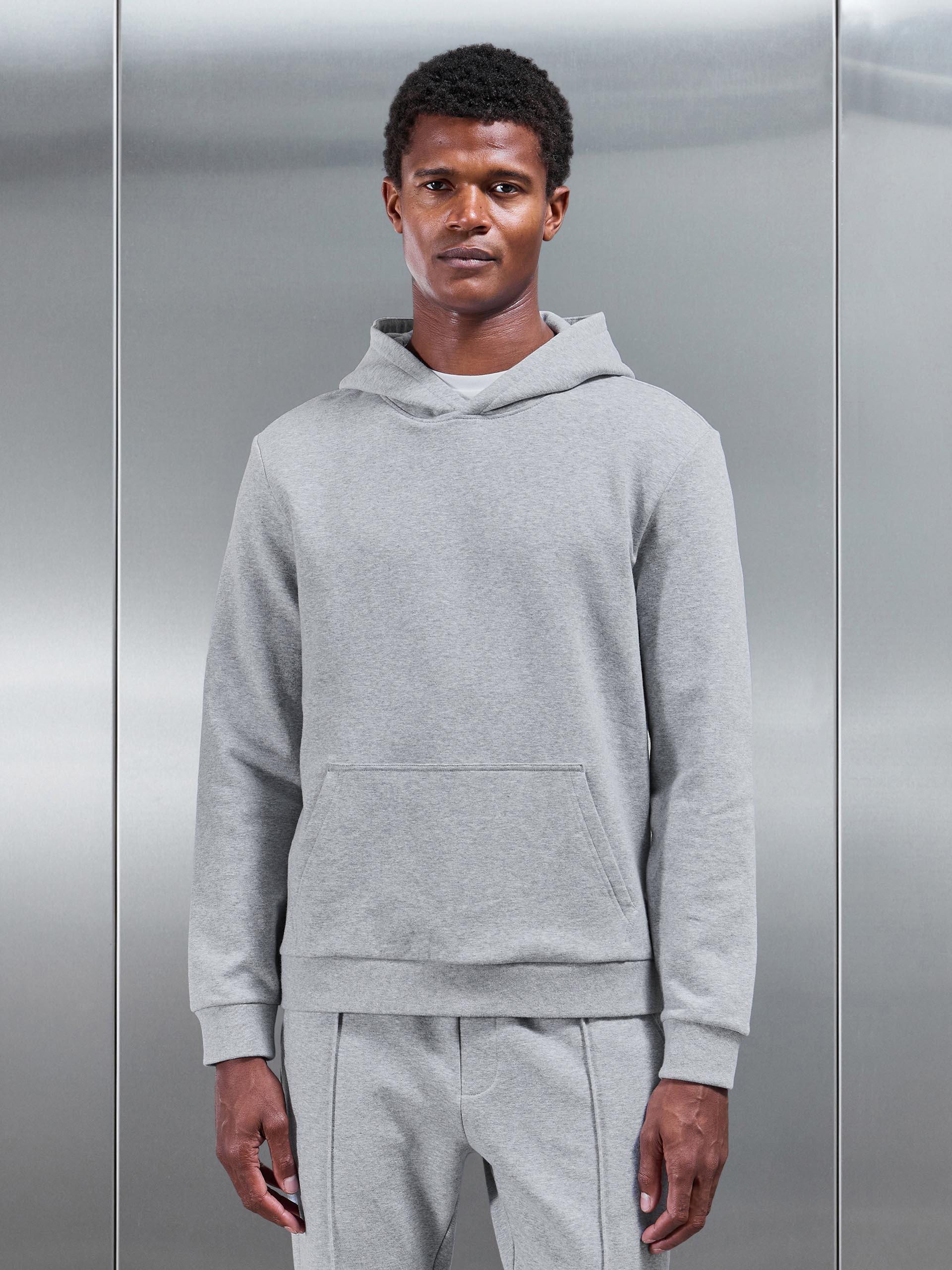 Mens Jersey Hoodie in Marl Grey