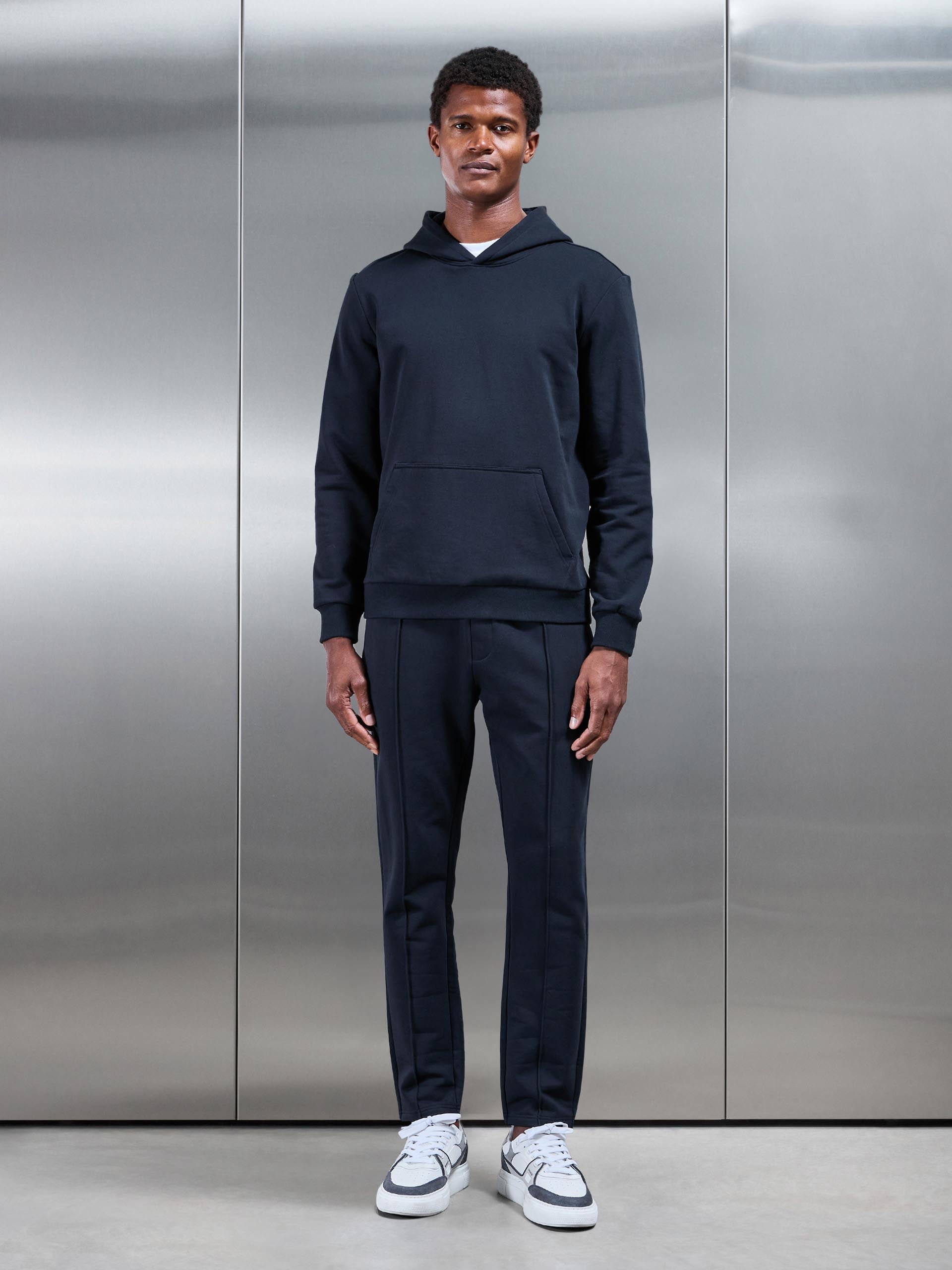 Mens Jersey Hoodie In Navy