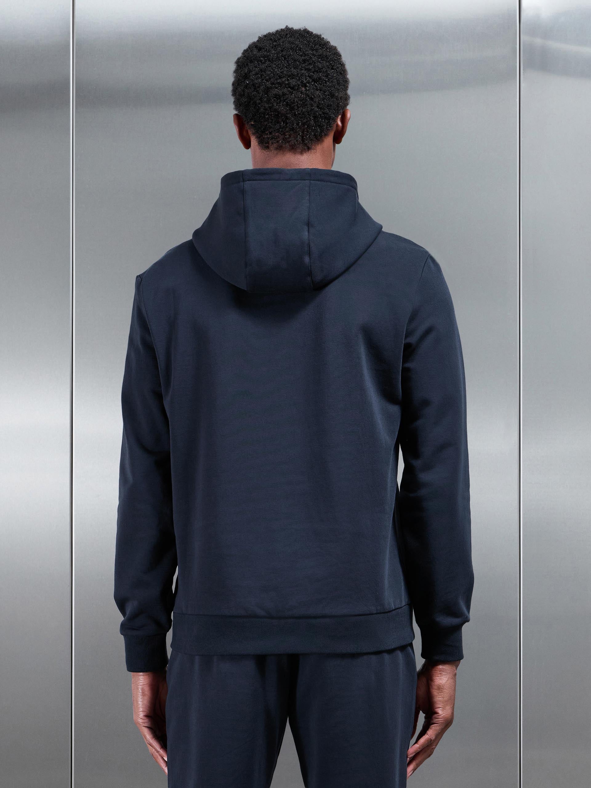 Mens Jersey Hoodie In Navy