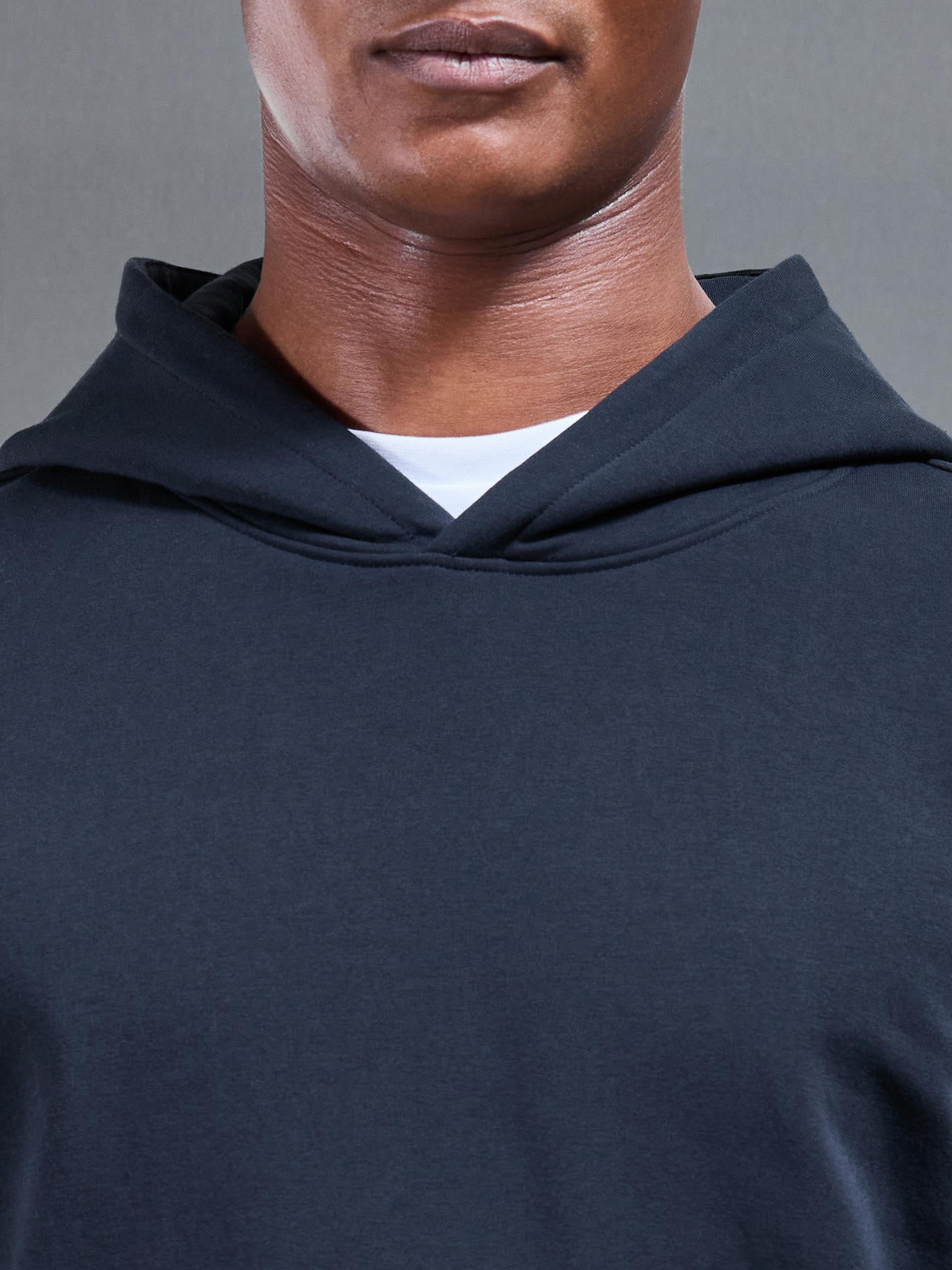 Mens Jersey Hoodie In Navy