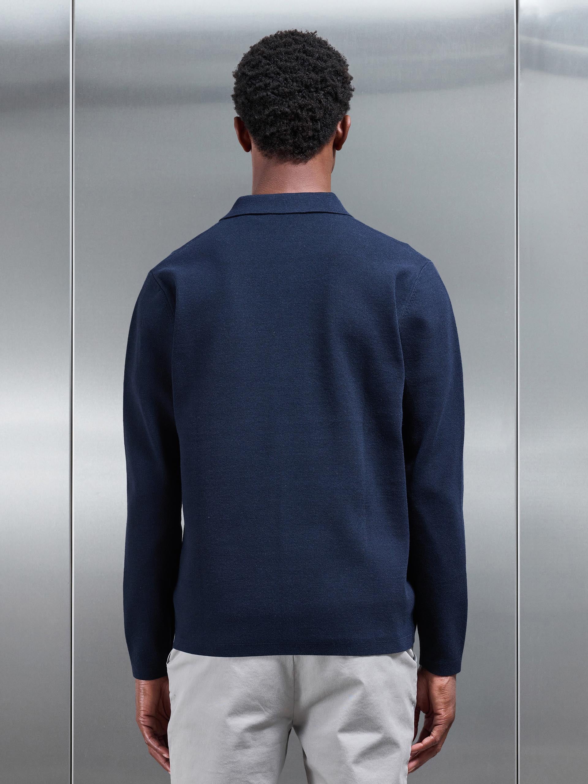 Mens Knitted Overshirt in Navy