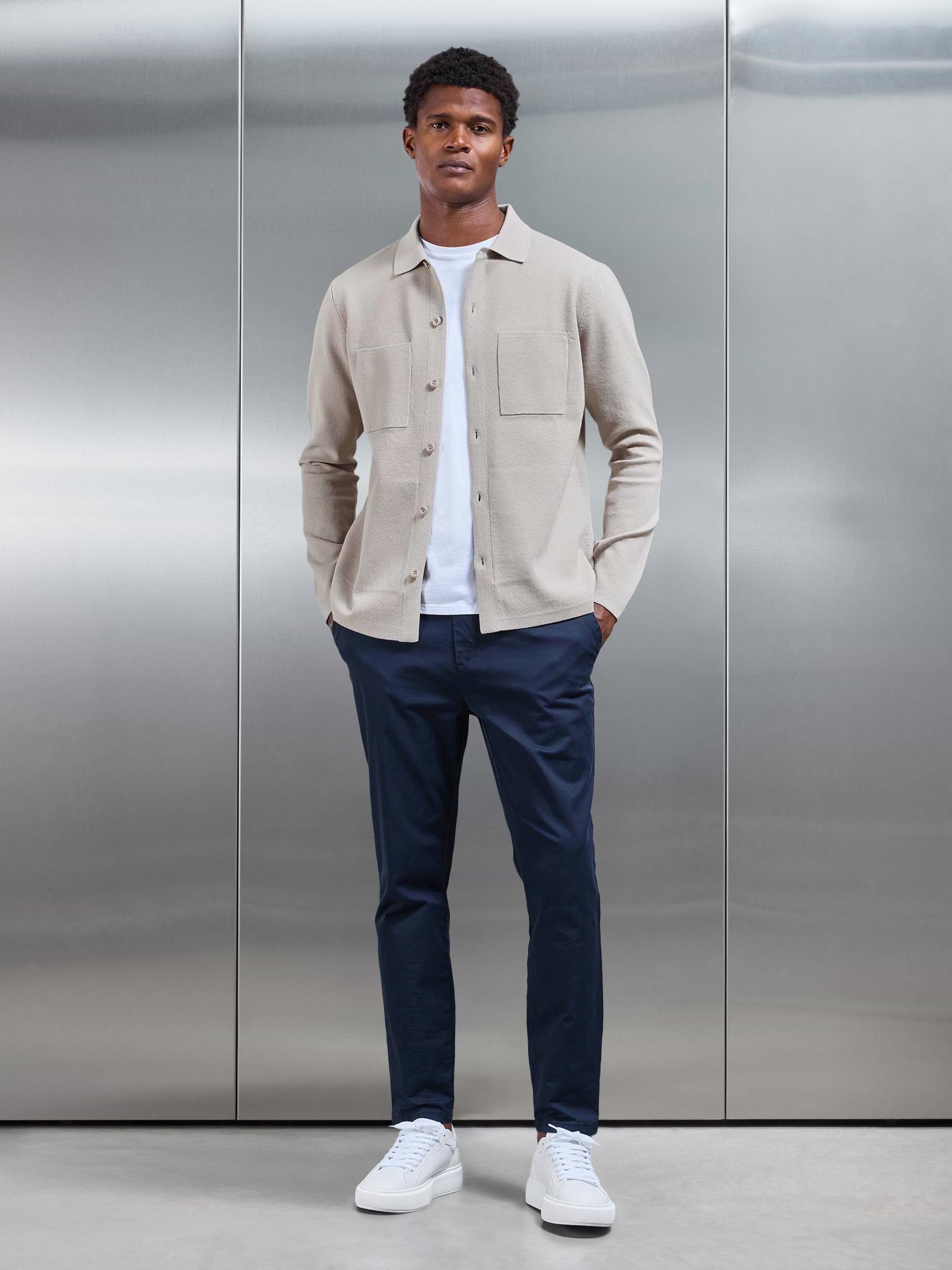 Knitted Overshirt in Stone