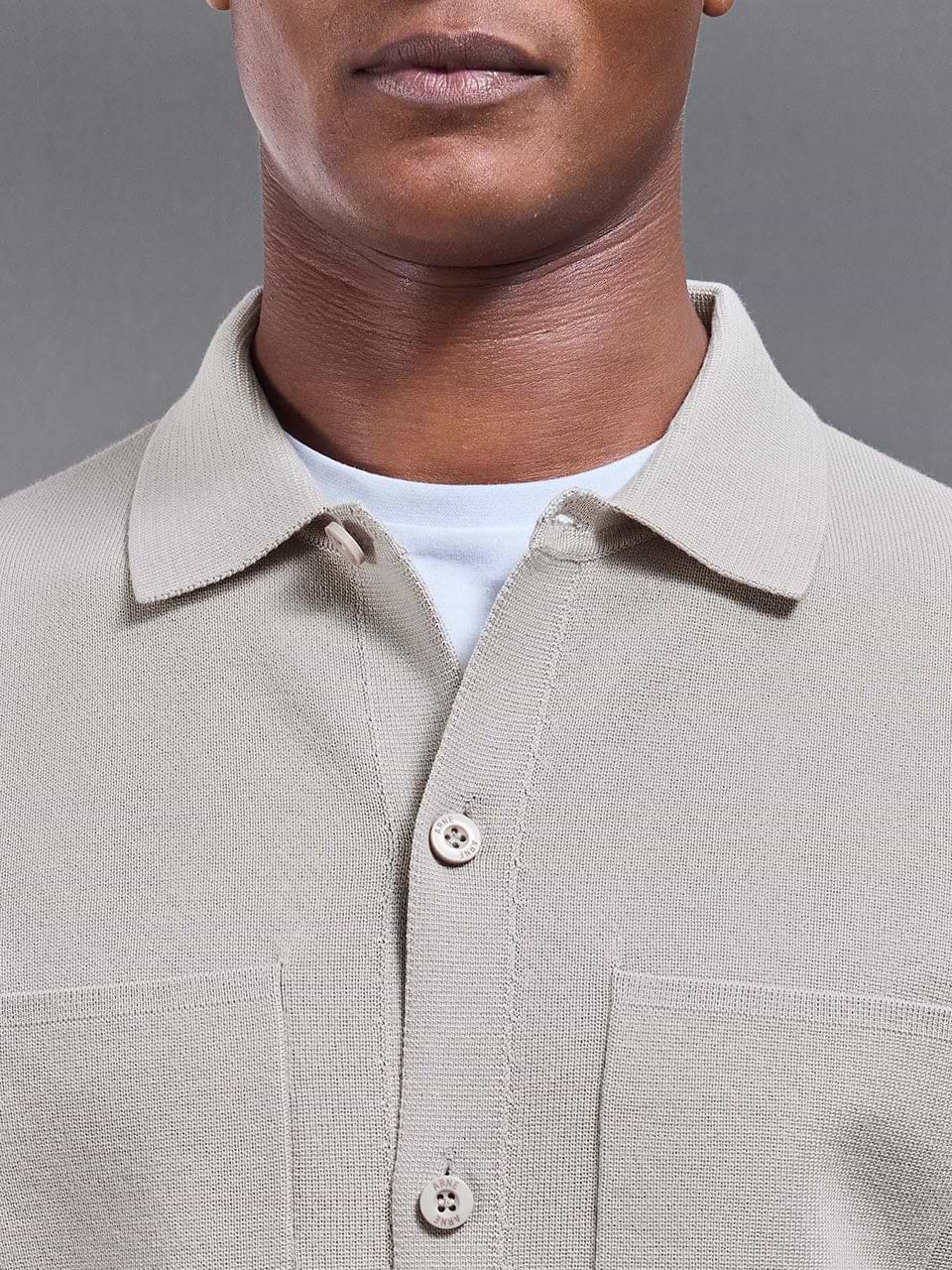 Knitted Overshirt in Stone