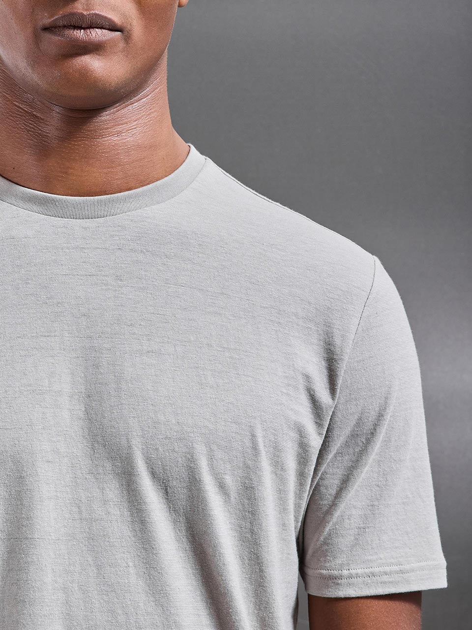 Mens Linen Blend T-Shirt in Stone